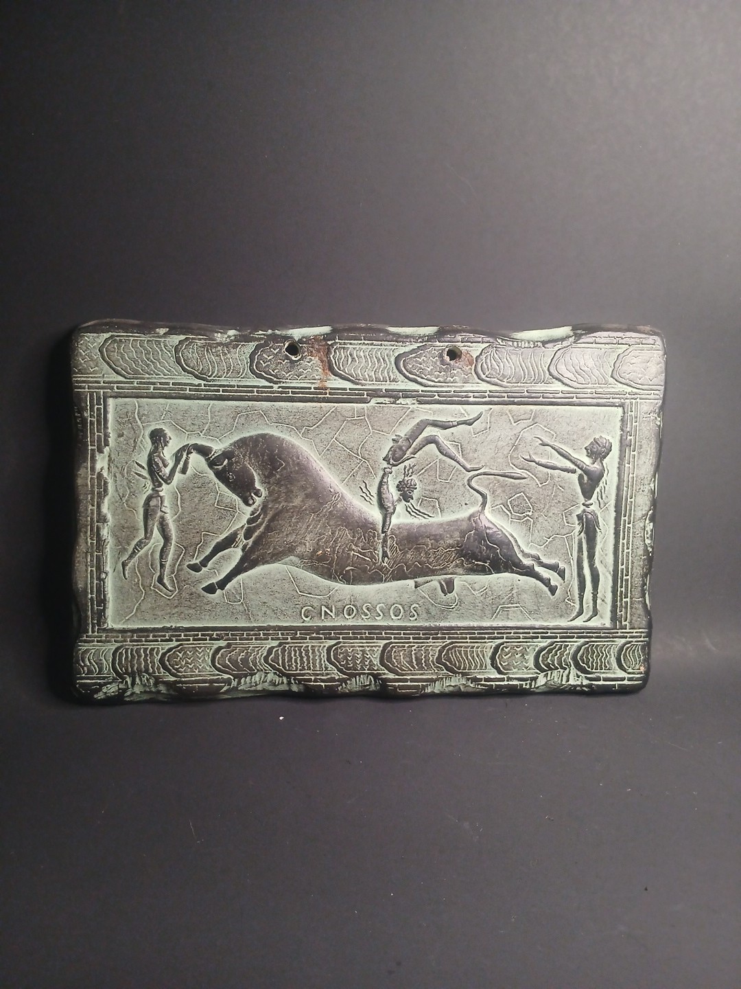 greek wall plaque Bullfigh With Beautiful Details And Color