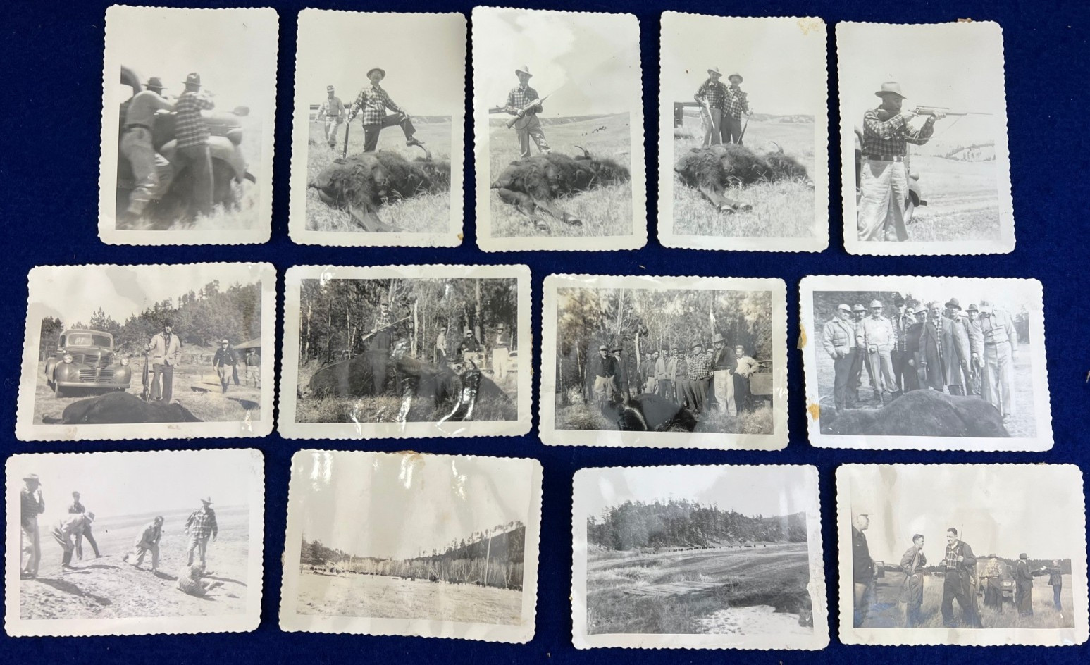 1940s Buffalo Hunt in South Dakota Photo Set Hide Trophy 1940s Buffalo Hunt in South Dakota Photo Set Hide Trophy