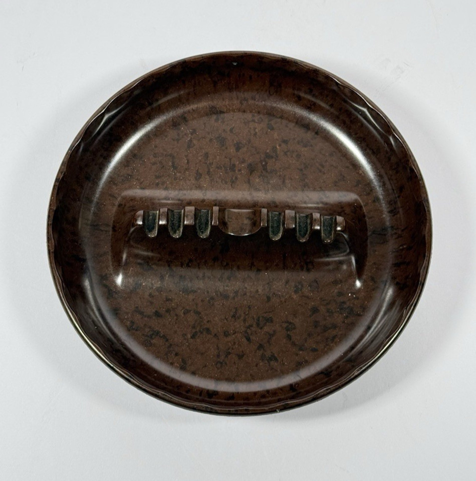 VTG Ashtray Brown Bakelite Ges-line 341 Art Deco USA Retro MCM Large 60\'s 70\'s