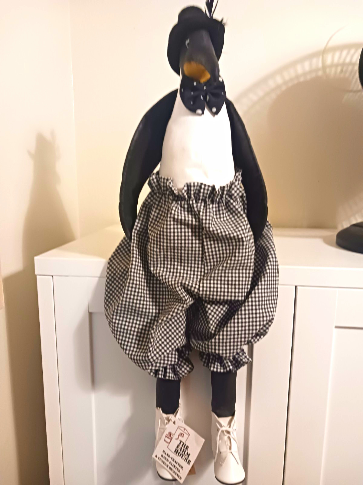 Whimsical Farm House Hand-Painted Penguin Figurine \