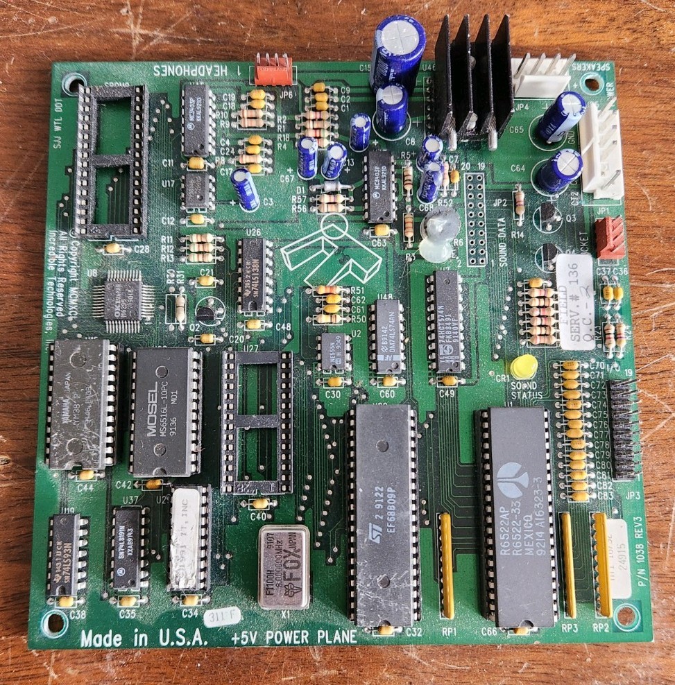 Rare Alvin G & Co Pinball Sound PCB Part no 1038 rev 3 untested and sold as is