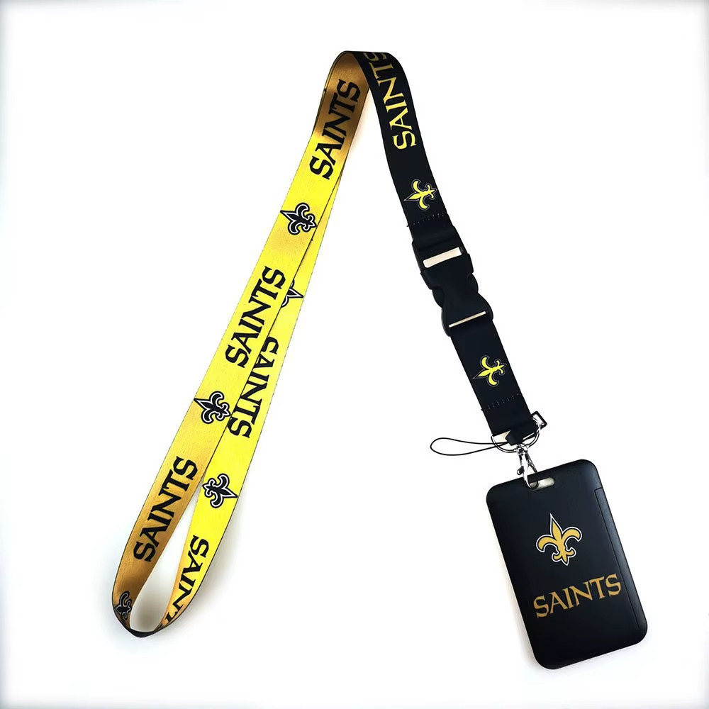 New Orleans Saints NFL Lanyard W/ ID Badge Holder Reversible 2-Sided Keychain