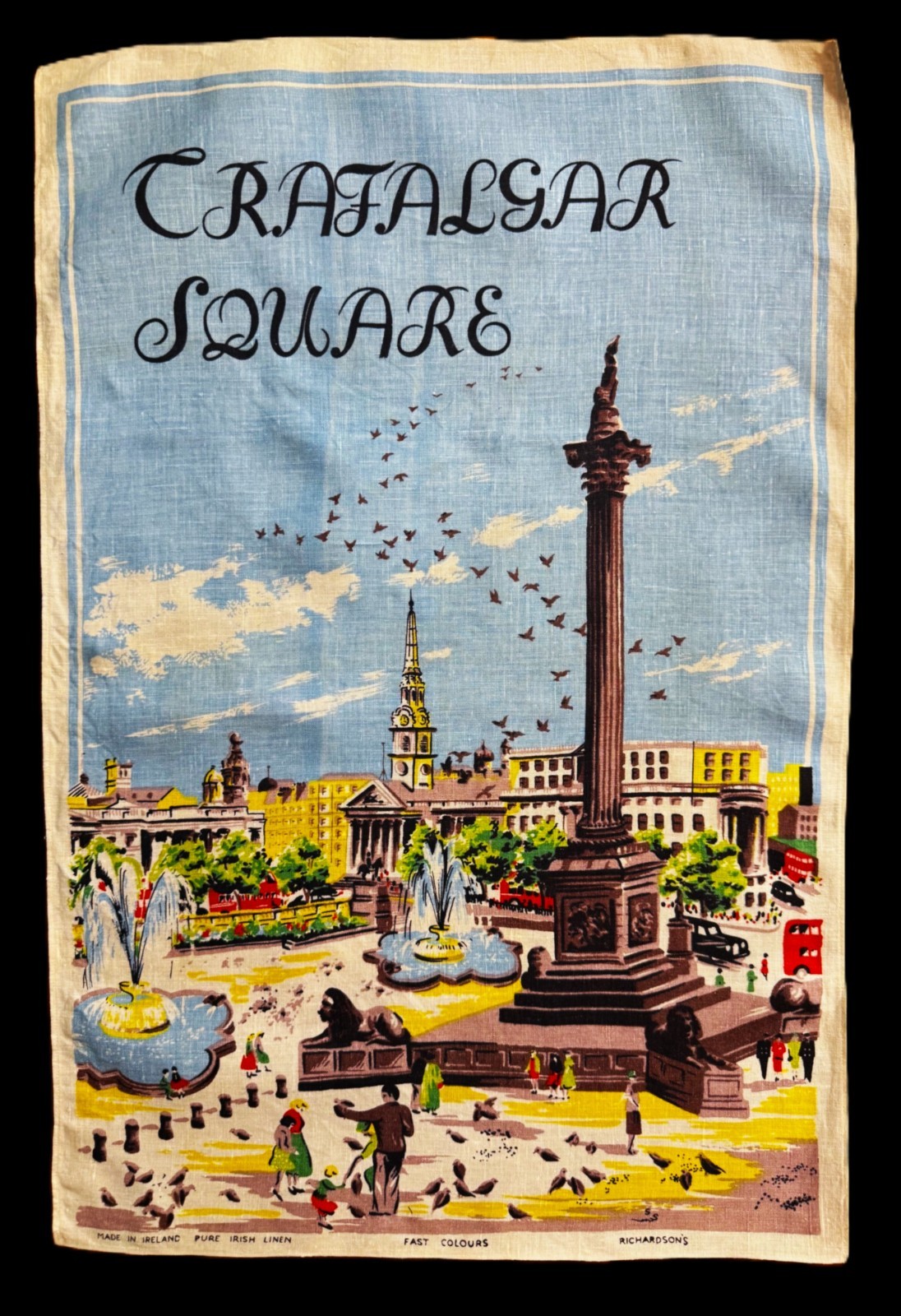 NWOT 40s 50s Tea Towel Wall Art TRAFALGAR SQUARE London Richardson\'s NWOT 40s 50s Tea Towel Wall Art TRAFALGAR SQUARE London Richardson\'s