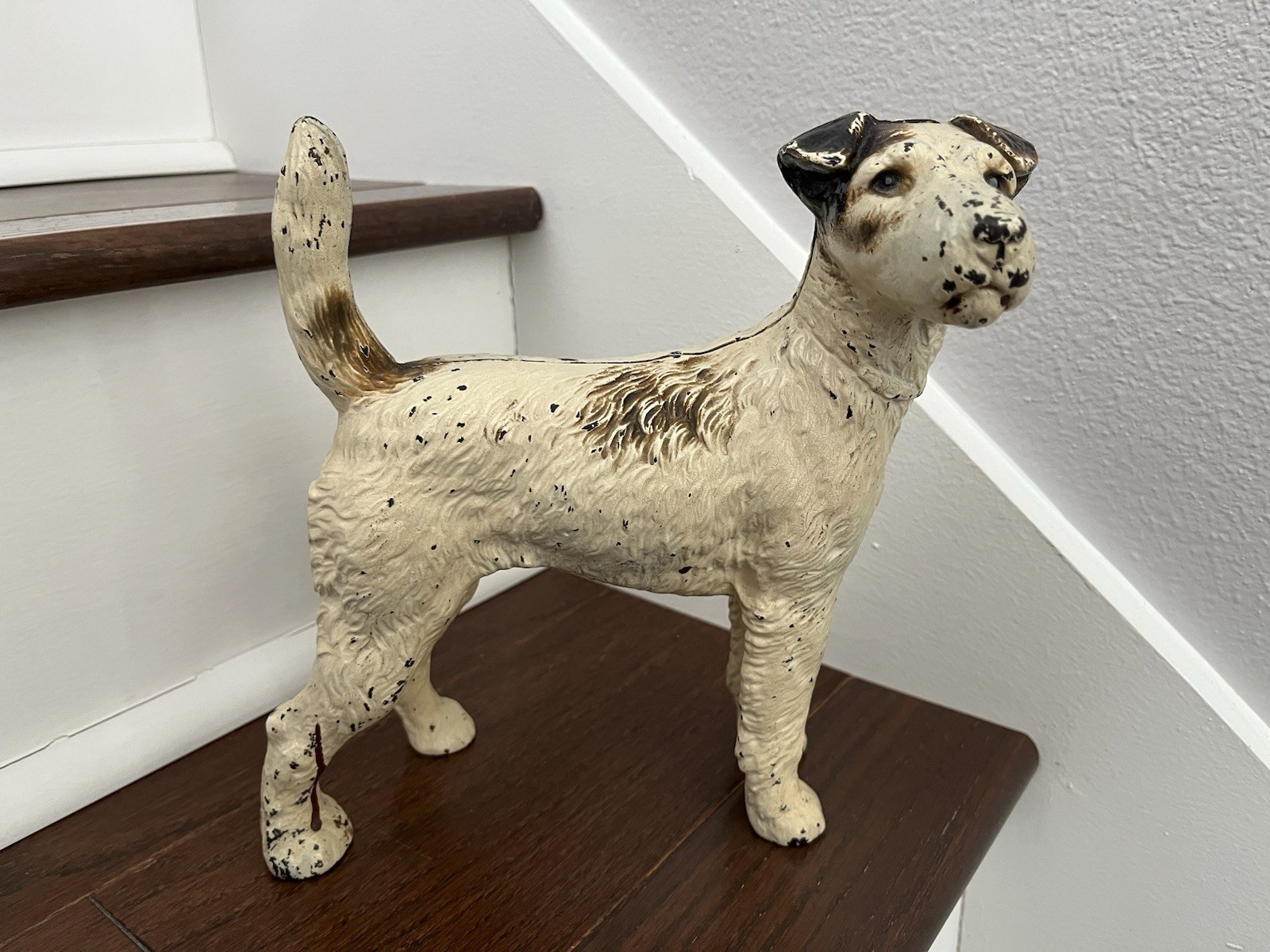 ANTIQUE VINTAGE c.1927 ORIGINAL LABEL HUBLEY WIRE HAIR TERRIER DOG DOORSTOP