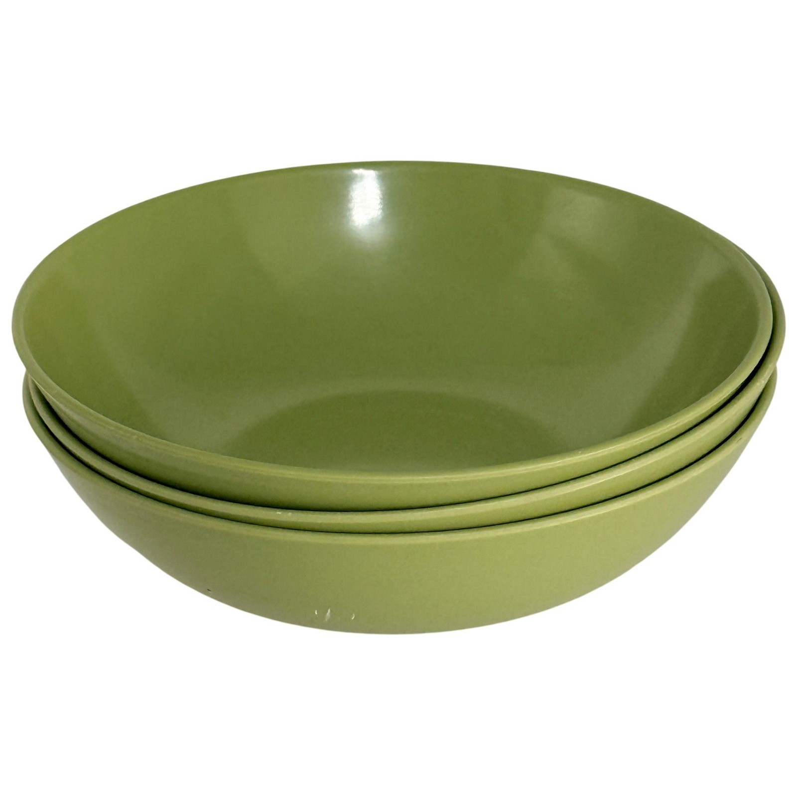 Vintage Boontonware G12 Melamine Cereal Soup Bowls Set of 3 Avocado Green 6\