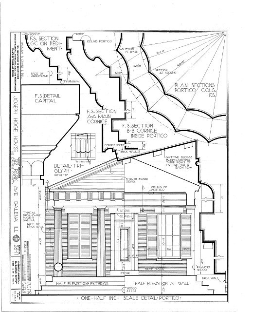 Galena Illinois Joseph Hoge House 1900s HABS architectural elevation plan