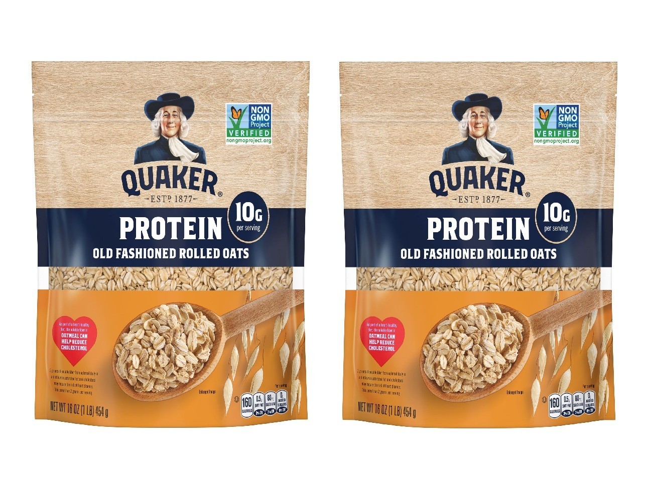 Quaker Protein Old Fashioned Rolled Oats, 16 oz Bag Pack of 2
