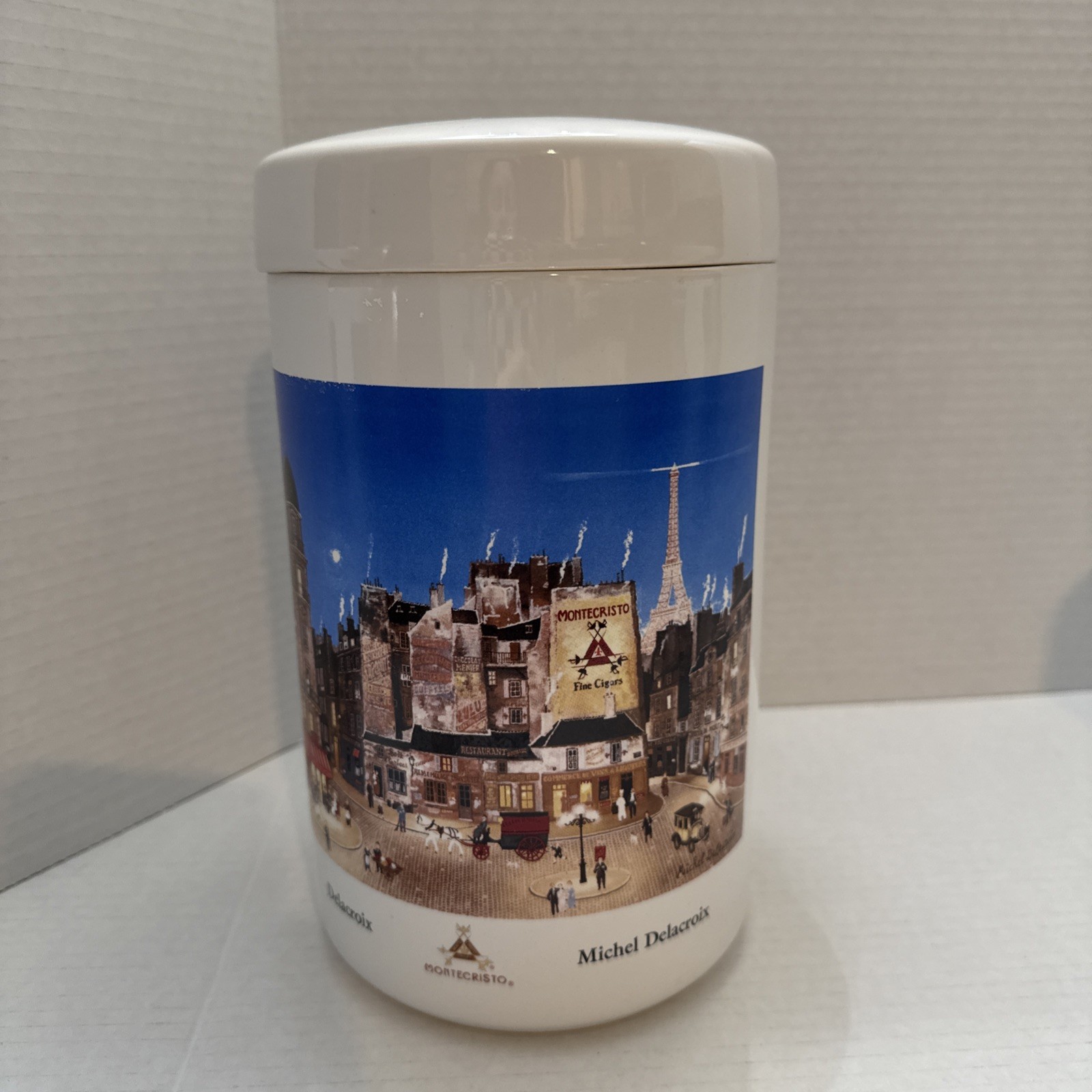 Montecristo Ceramic Cigar Jar Humidor Michel Delacroix Eiffel Tower Replacement