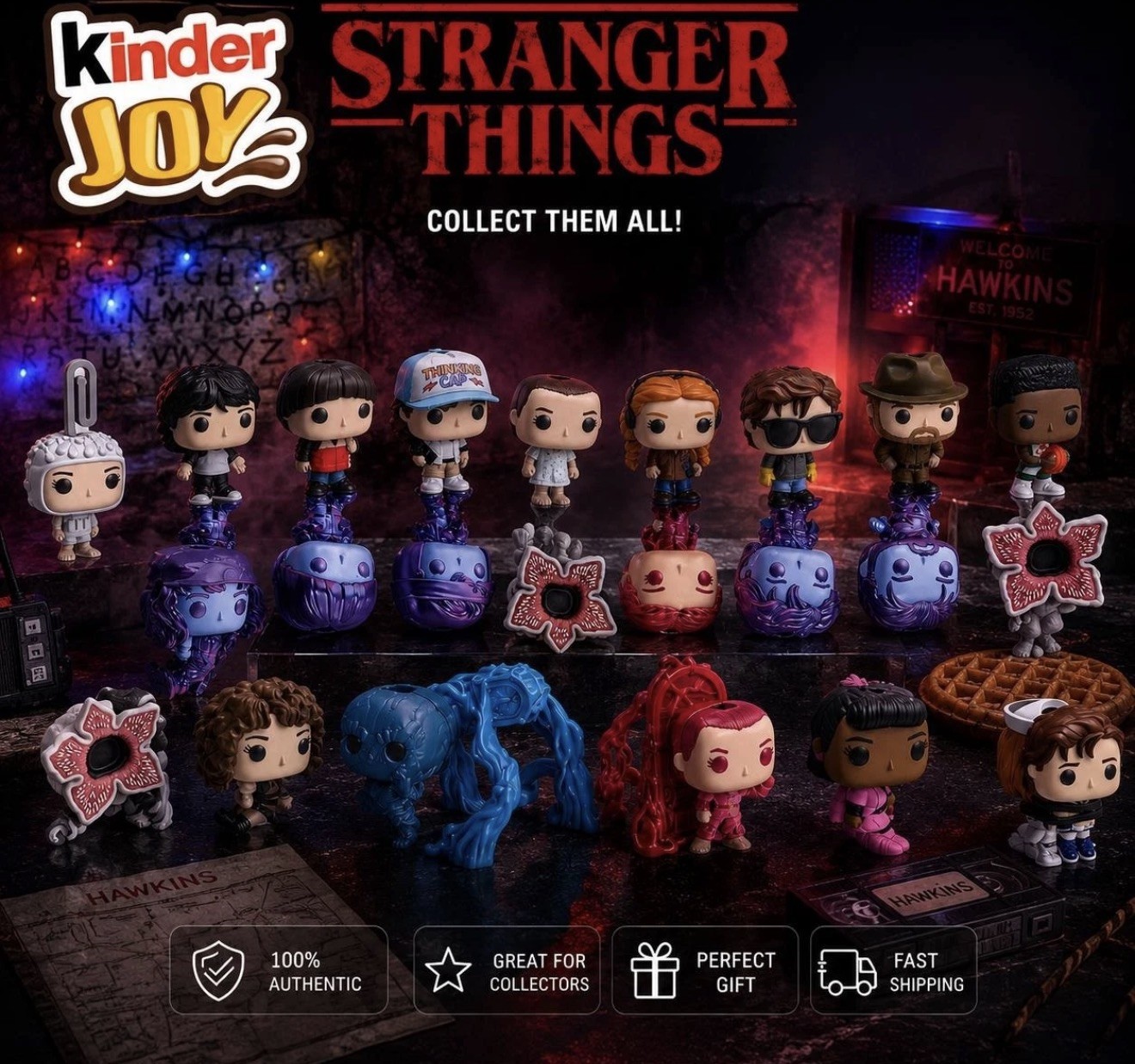 Kinder Joy Stranger Things Complete Set of 24 Figurines 1.3” 