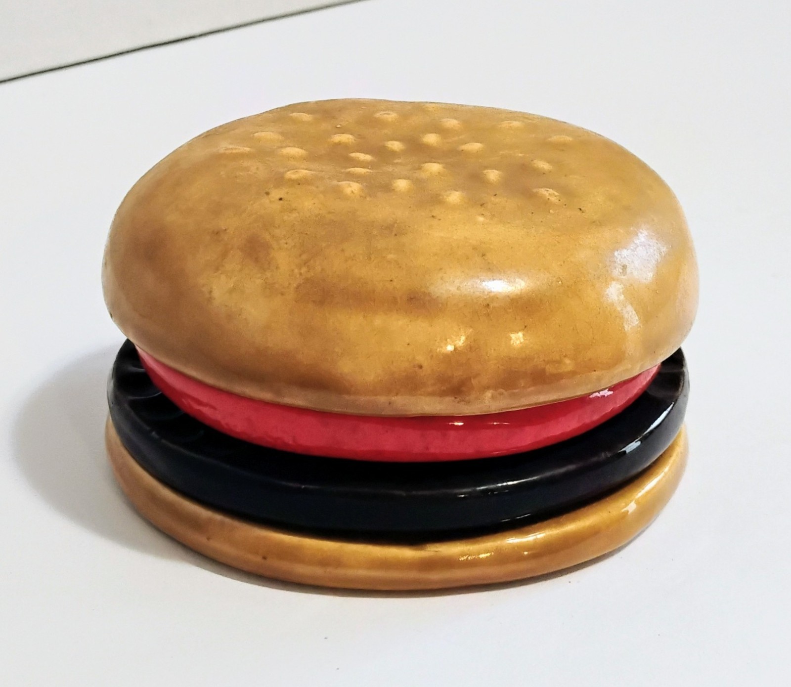 4-Vintage Ceramic Hamburger Coaster Set