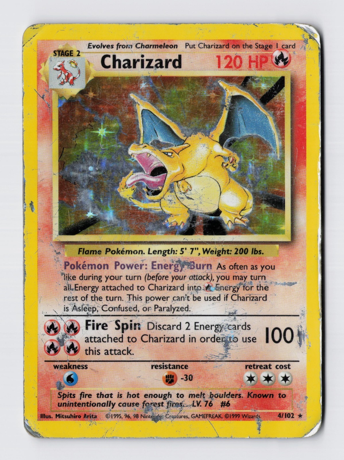 Pokémon TCG Base Set (Unlimited) Charizard 4/102 Holo Rare HP