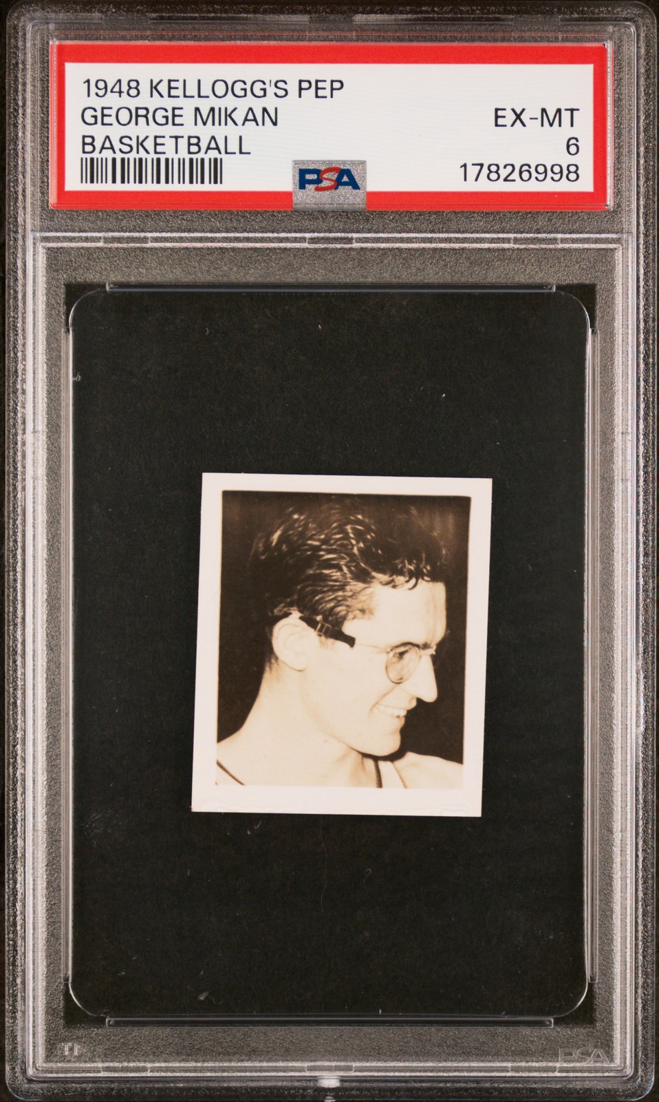1948 KELLOGG\'S PEP BASKETBALL GEORGE MIKAN PSA 6