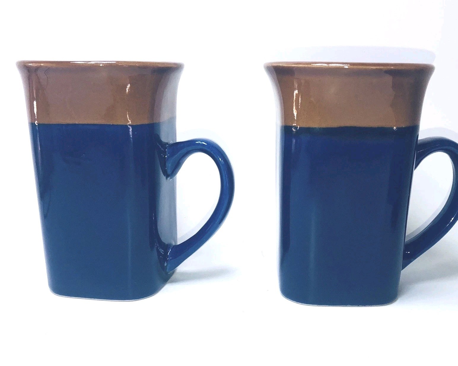 2 Royal Norfolk Blue Brown 2 Tone Western Square 14oz Coffee Mug Cup Stoneware 2 Royal Norfolk Blue Brown 2 Tone Western Square 14oz Coffee Mug Cup Stoneware