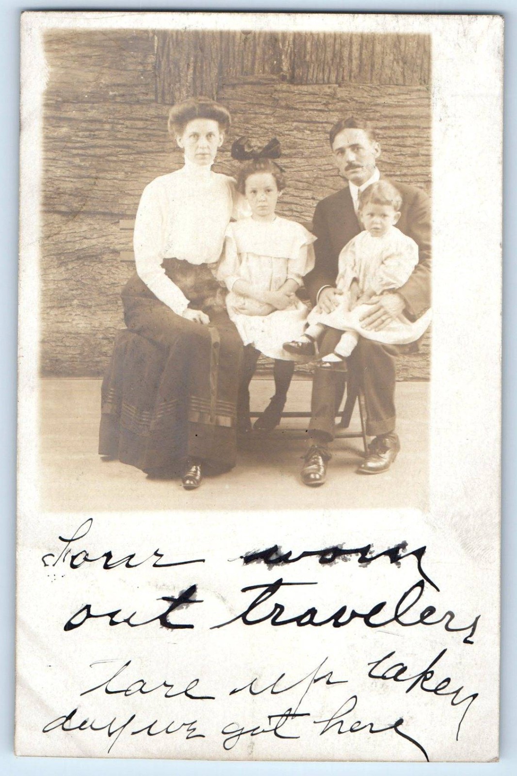 c1910\'s Family Studio Scene RPPC Photo Posted Antique Postcard c1910\'s Family Studio Scene RPPC Photo Posted Antique Postcard