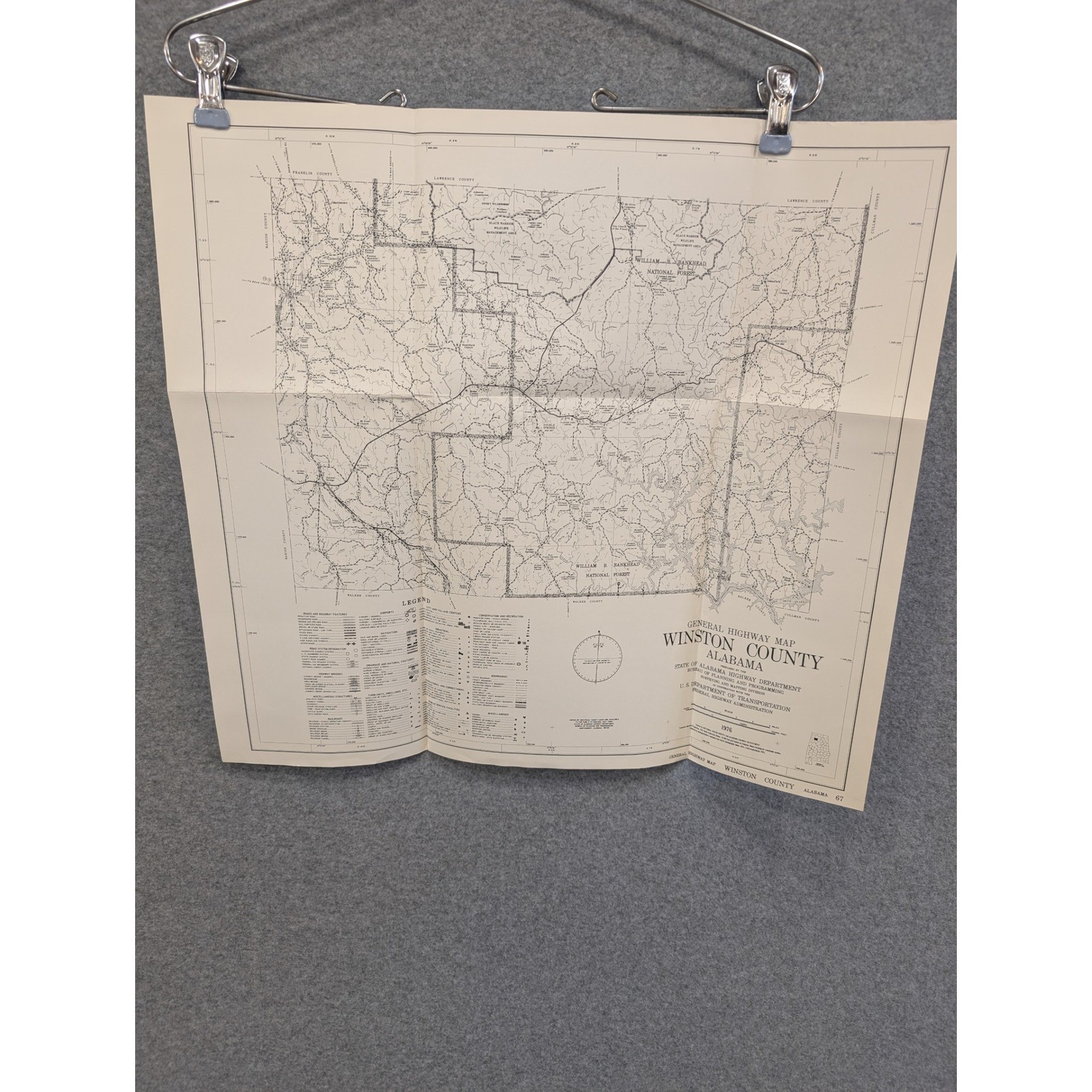 VTG 1976 Winston County Alabama General Highway Map 19\