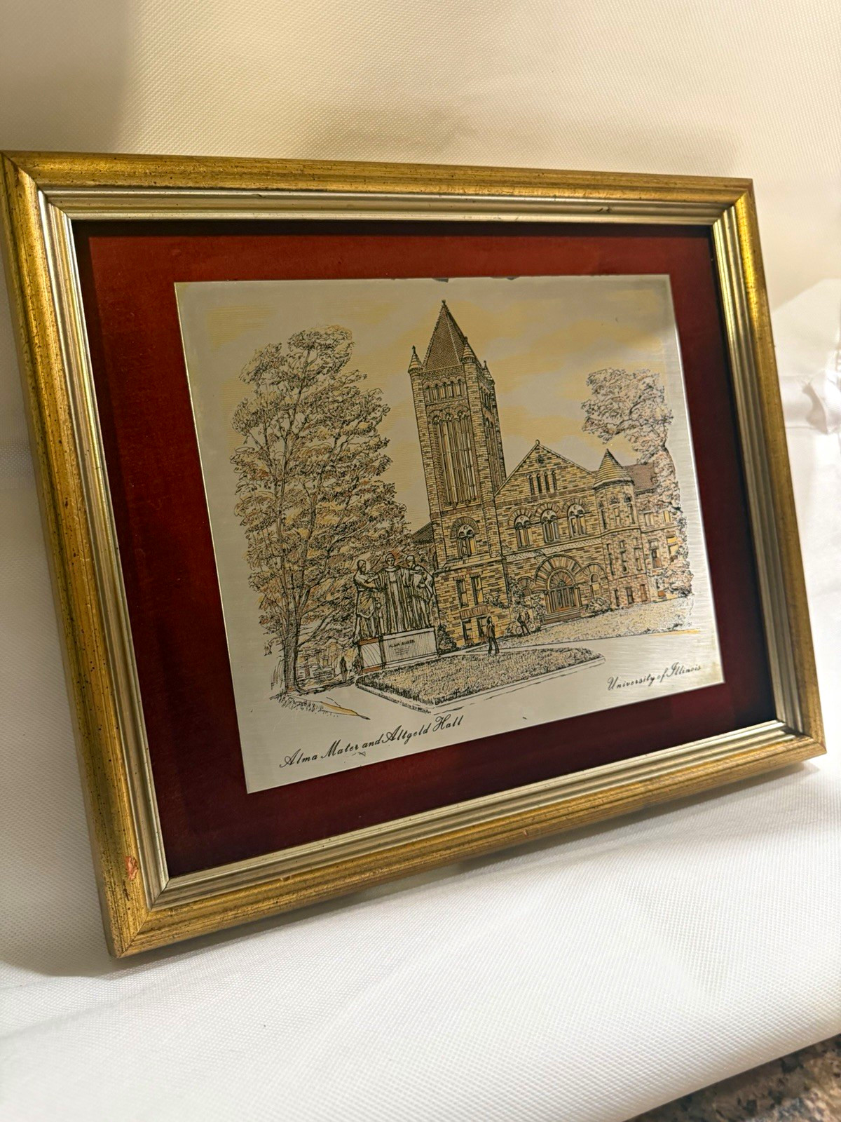 Vintage Reed & Barton Damascene Etching University Illinois Alma Mater
