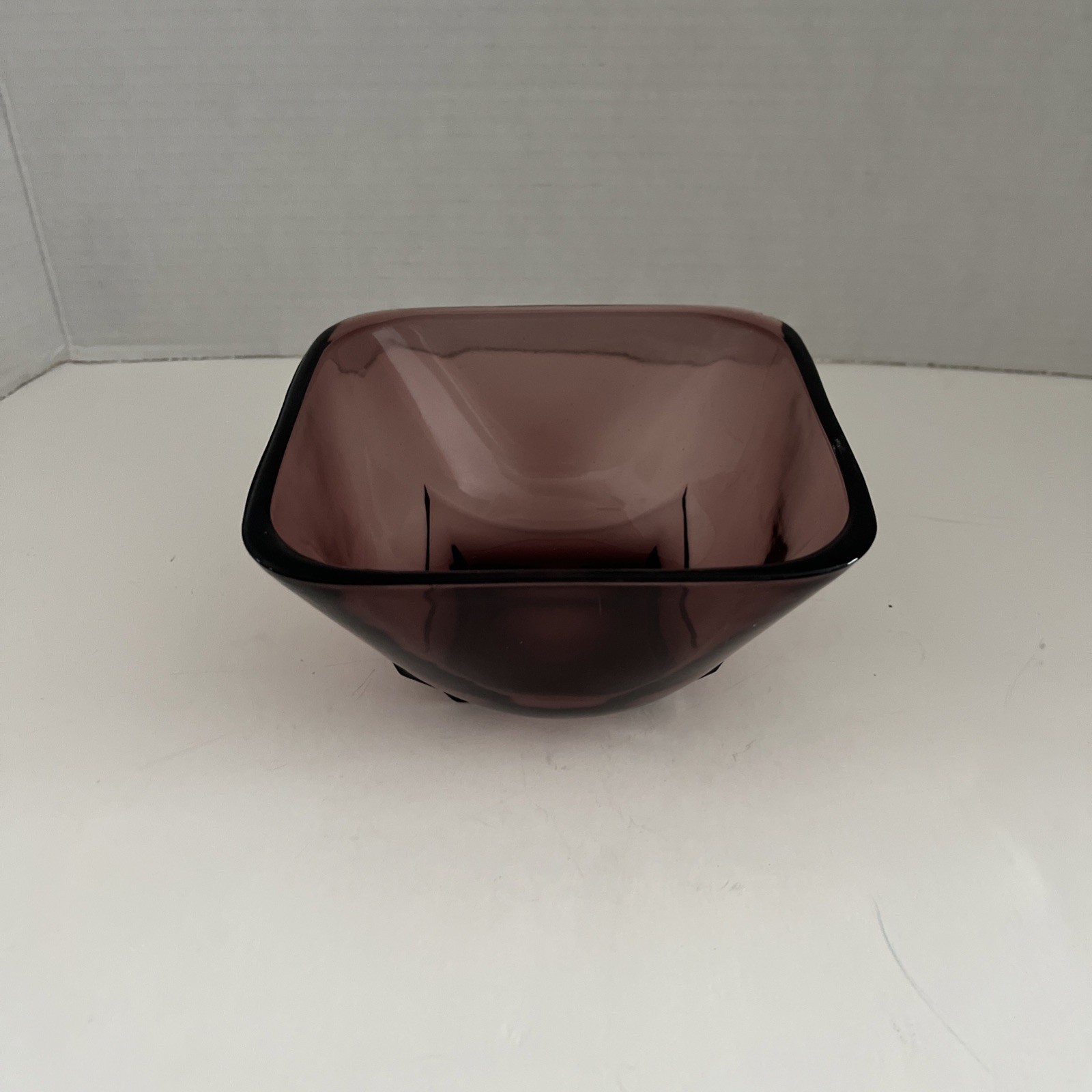 Vintage Hazel Atlas Moroccan Amethyst Purple Square Bowl Colony Pattern