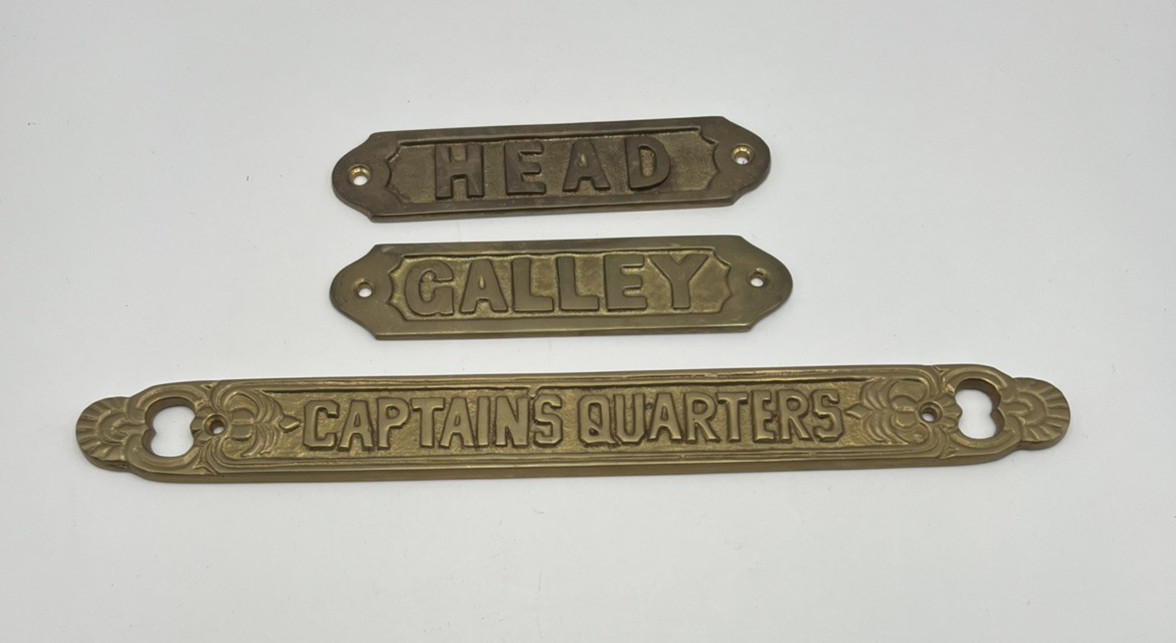 Captains Quarters/Head/Galley Cast Solid Brass Sign Plaques 12in./6in.