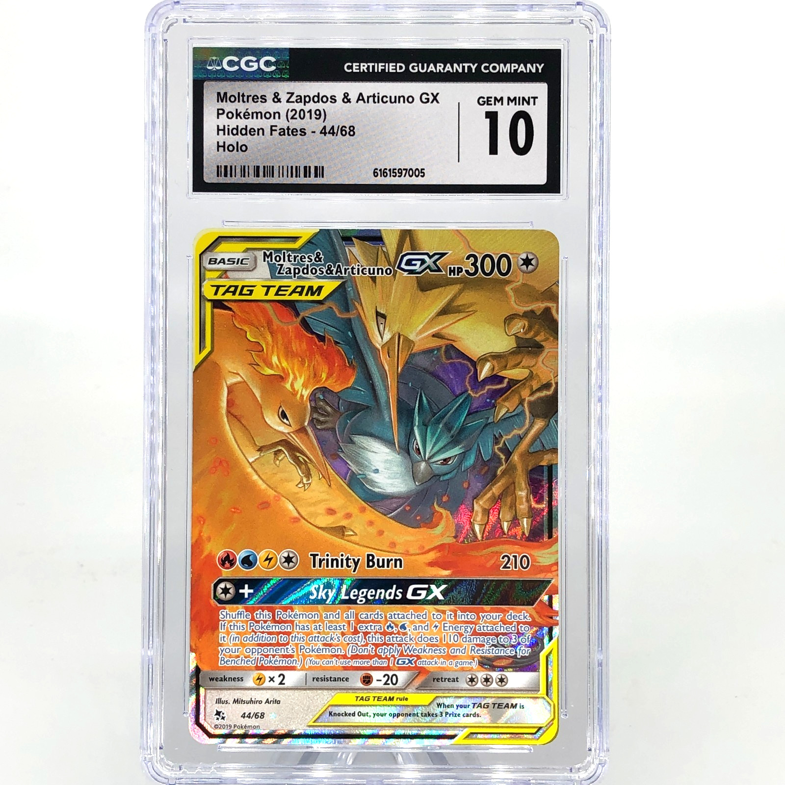 PSA CGC 10 Pokemon Card Articuno Moltres Zapdos GX 44/68 Hidden Fates English