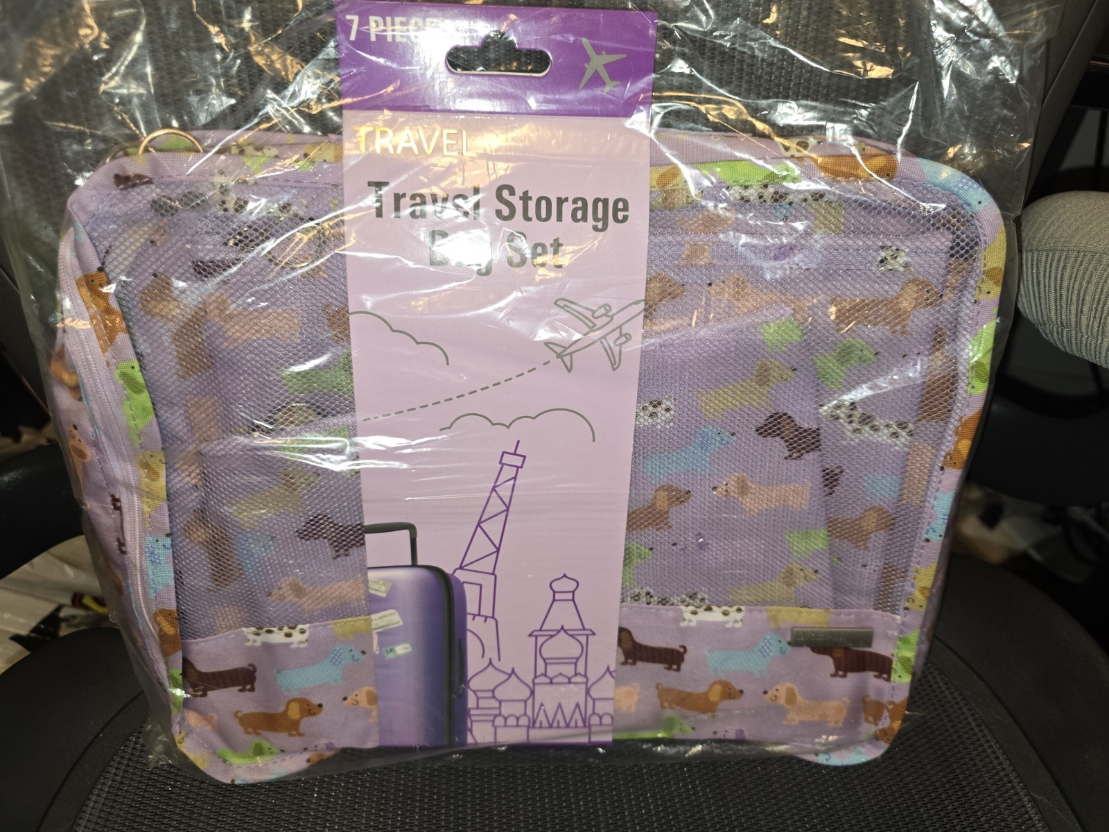 Dachshund 7 Piece Toiletry Travel Storage Bag Packing Cubes Set NIP