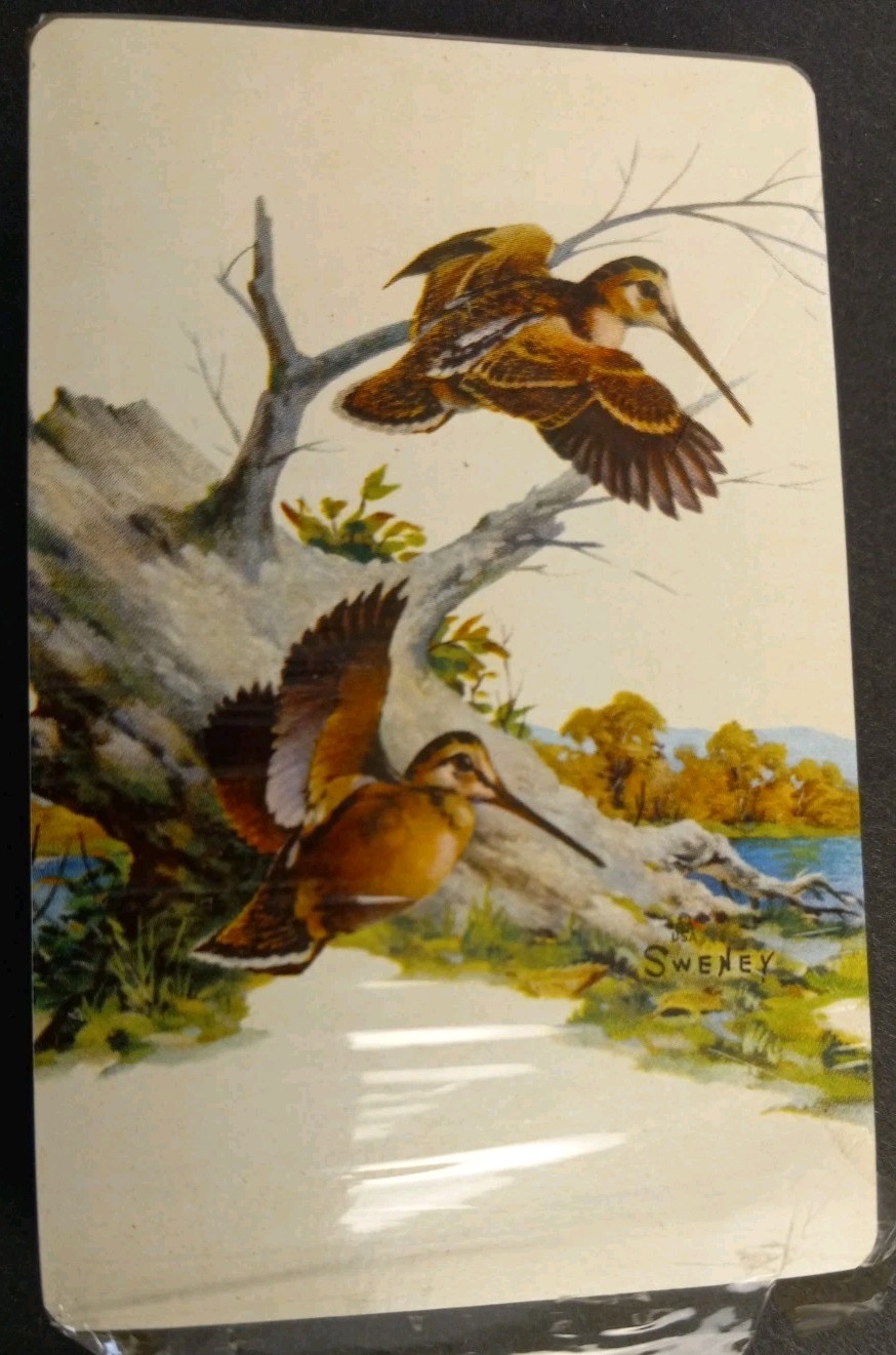 Vtg. Fredrick Sweney Playing Cards Woodcocks New Sealed Gilt Edges Paper  Stamp