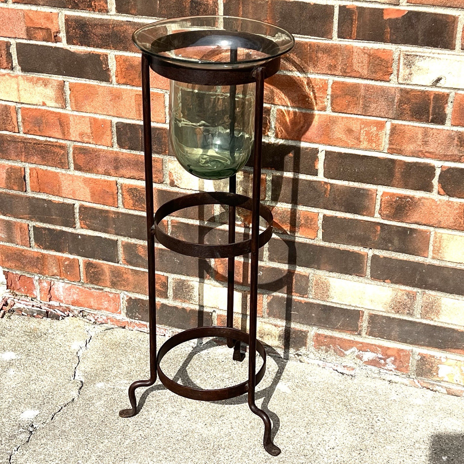 PartyLite SEVILLE 3-Wick Candle Holder Metal Stand & Glass Hurricane 29