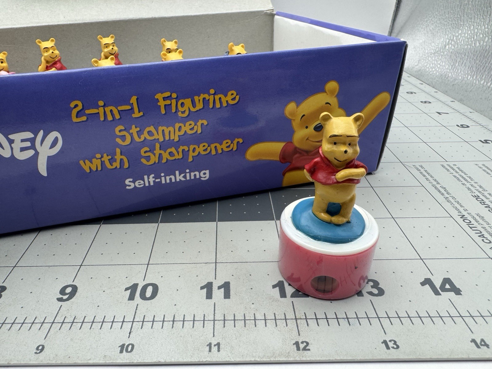 Disney Winnie The Pooh - Pooh Bowing Stamp Figurine With Pencil Sharpener