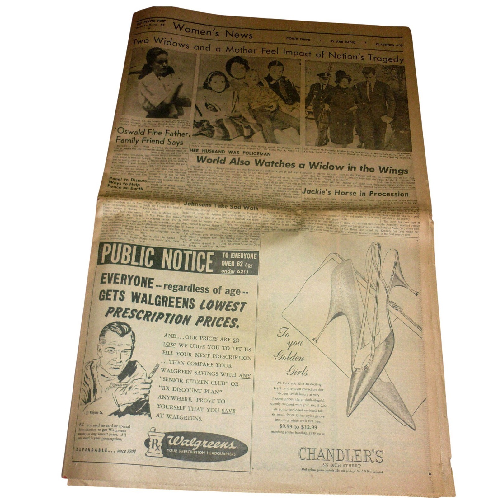 Denver Post Nov 25 1963 Newspaper JFK Assassination Furrs Grocery Pepsi Ad