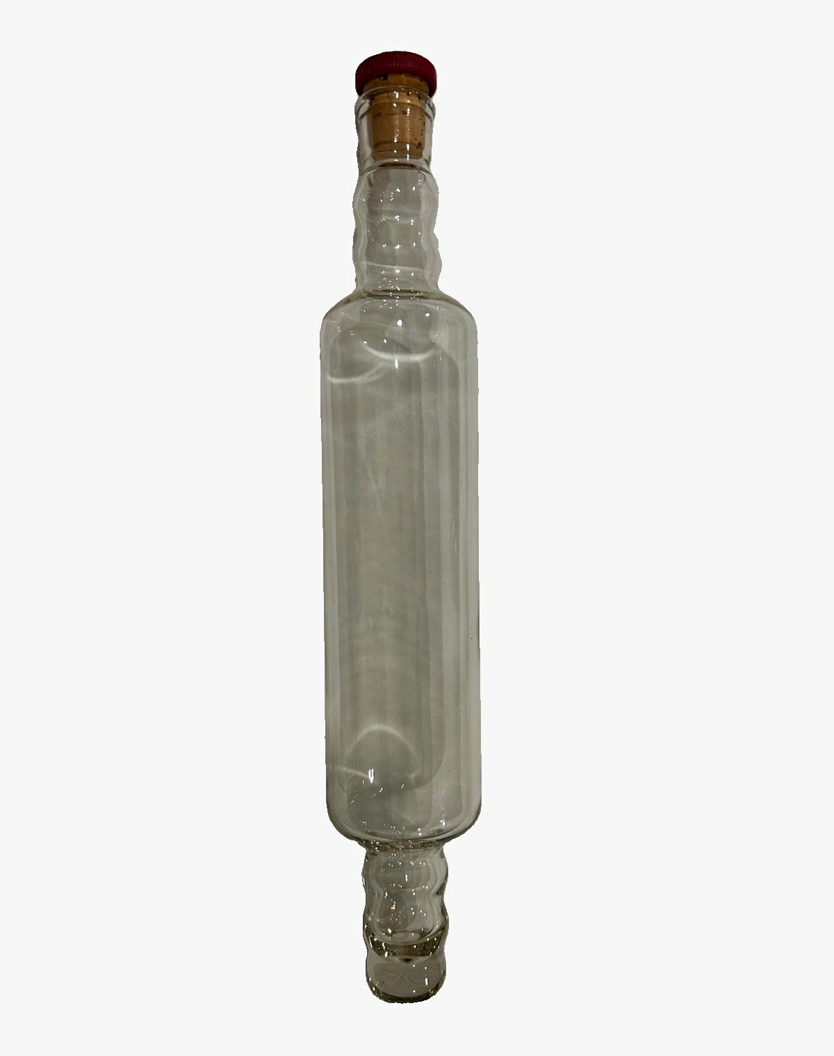 Vintage JAJ Crown PYREX Glass Rolling Pin England Cork Stopper Red Logo Rare Vintage JAJ Crown PYREX Glass Rolling Pin England Cork Stopper Red Logo Rare