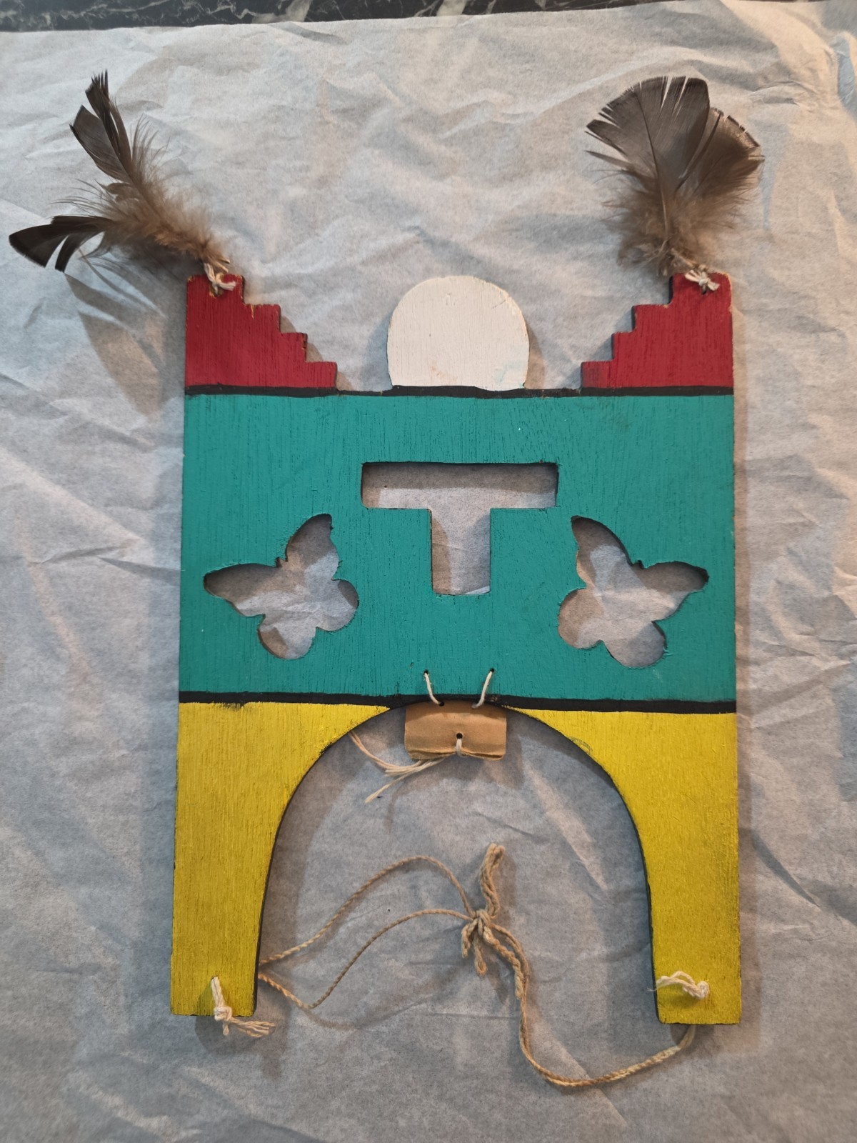 Jemez Pueblo Native American Butterfly Headdress Signed FFT Handmade