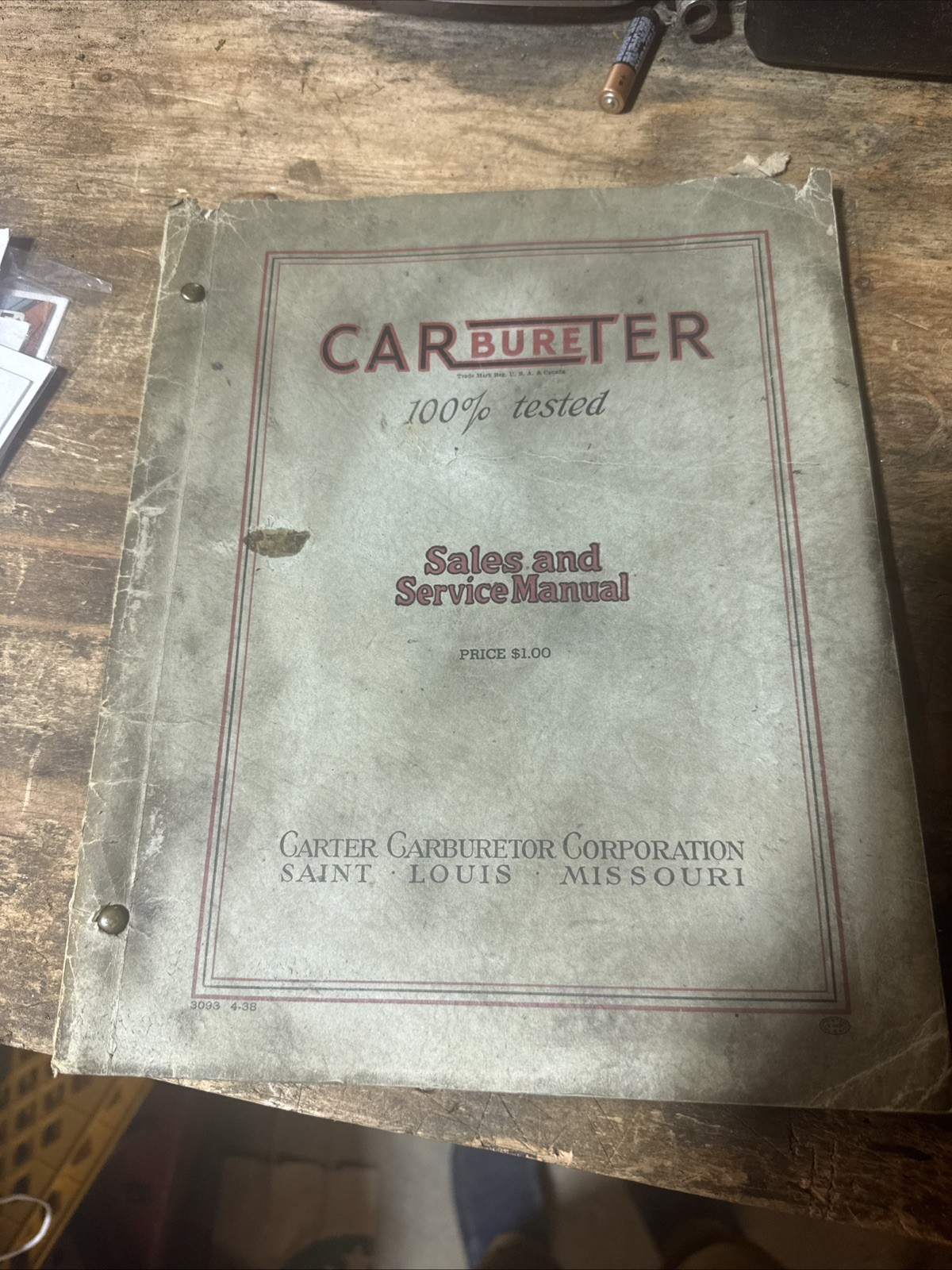 1938 Carter Carburetor Sales and Service Manual