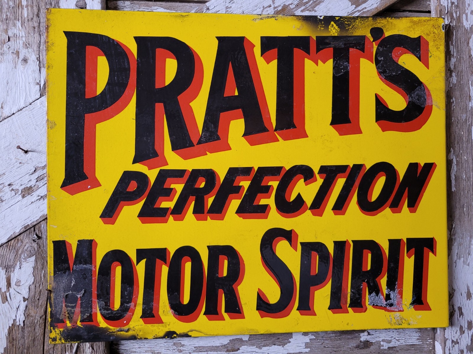 VINTAGE PRATT PORCELAIN SIGN OLD FLANGE TRUCK CAR AUTO MOTOR OIL SERVICE 24\