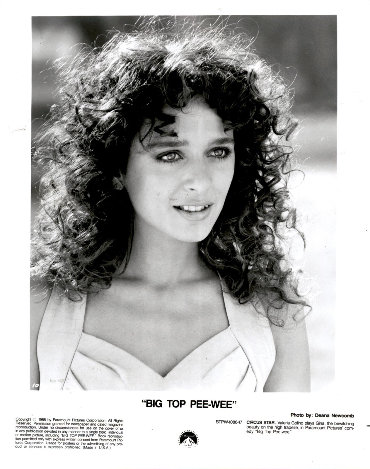 LD283 1988 Original Deana Newcomb Photo VALERIA GOLINO STARS IN BIG TOP PEE WEE