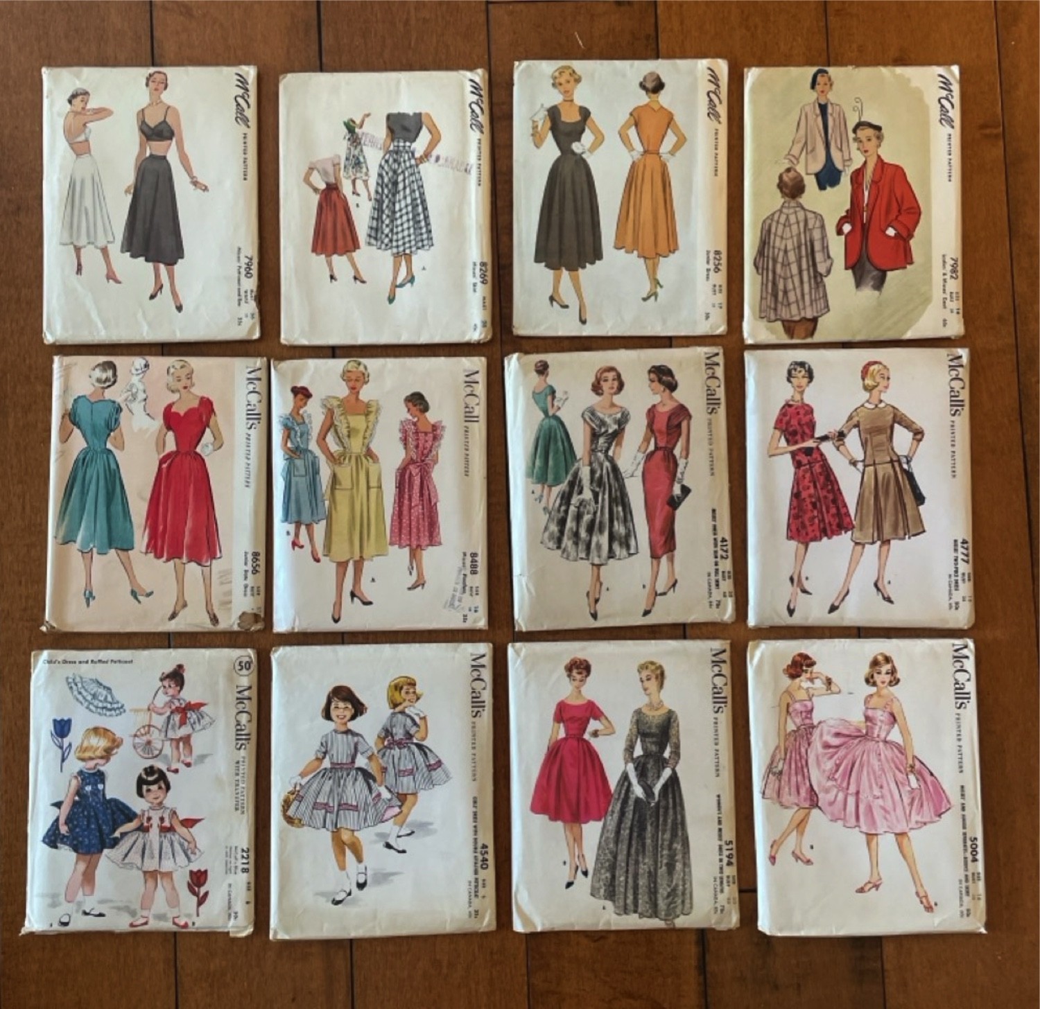 Lot of 12 Vintage 1950s McCall Sewing Patterns, Dress, Slip Coat, Child's, Uncut
