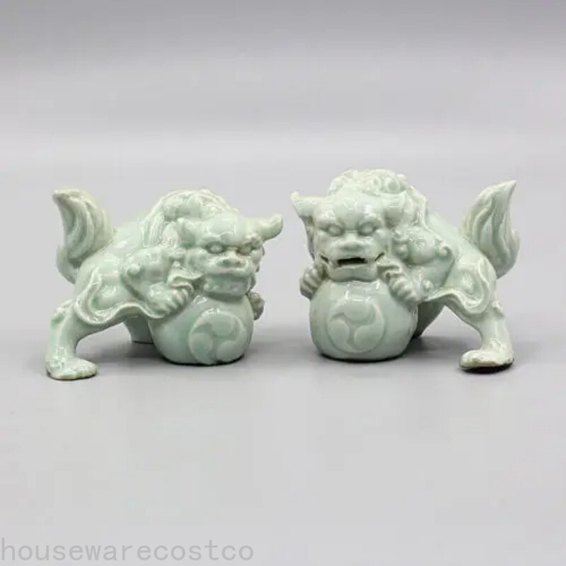 1 Pair Imitate Antiquity Ceramics Handmade Statue Retro Crafts Decoration