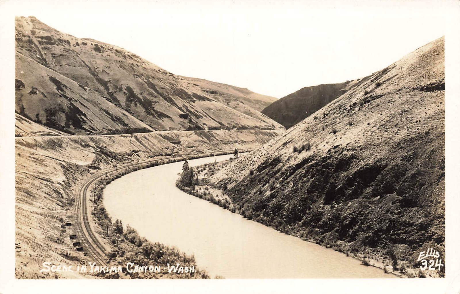 WASHINGTON RPPC REAL PHOTO POSTCARD: VIEW OF SNAKE RIVER, YAKIMA CANYON, WA