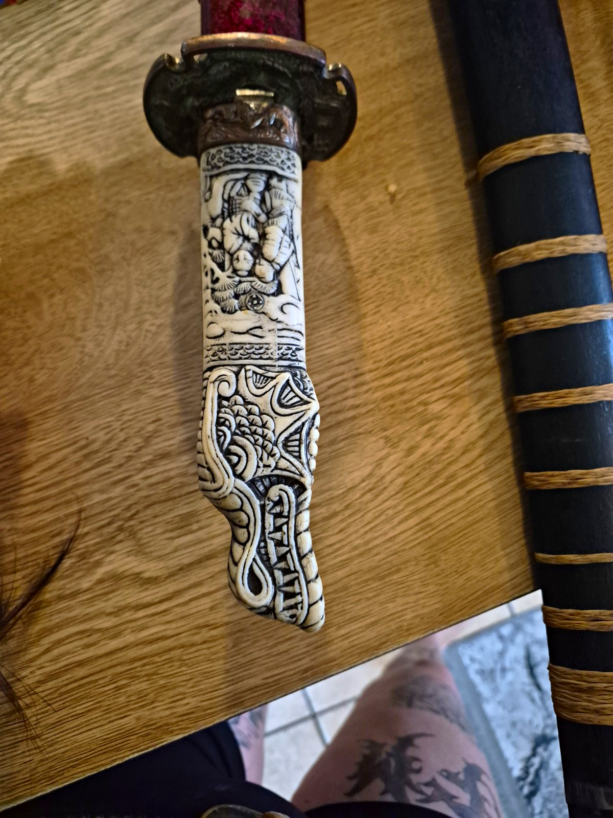 Katana Sword 440 Stainless Steel Blade Full Tang Red Scabbard