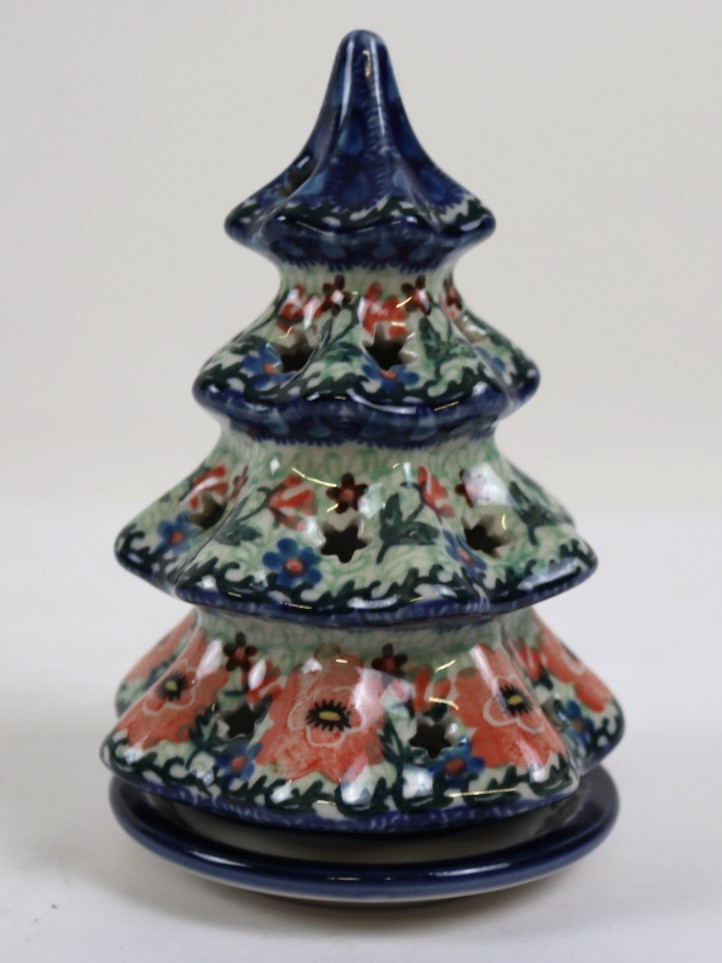 Polish Pottery CeramikaArtystyczna Poland Ceramic 6” Christmas Tree Luminary