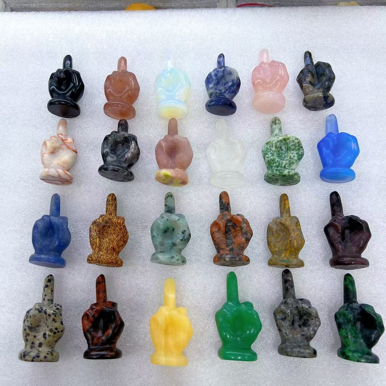 1pc Wholesale Natural Mixed Quartz Crystal Carved Middle finger skull reiki heal