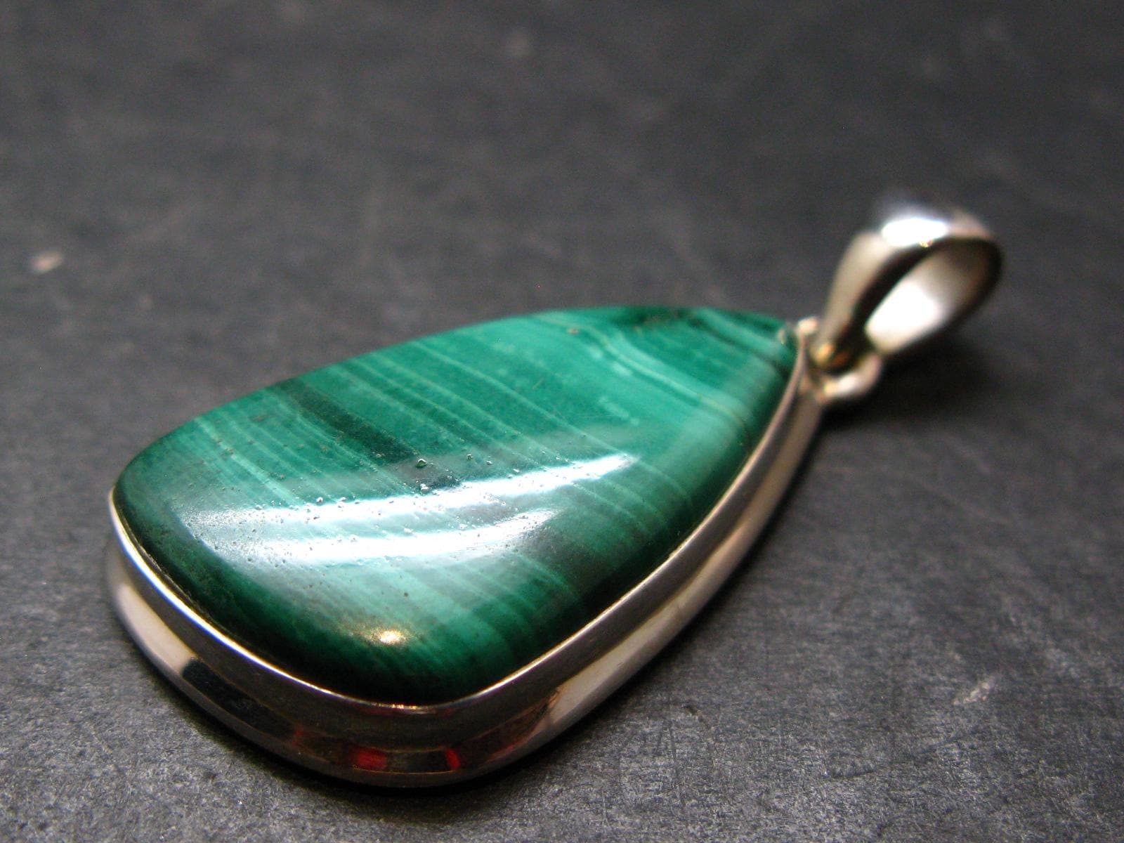 Vibrant Green Malachite Sterling Silver Pendant From Congo - 1.5\