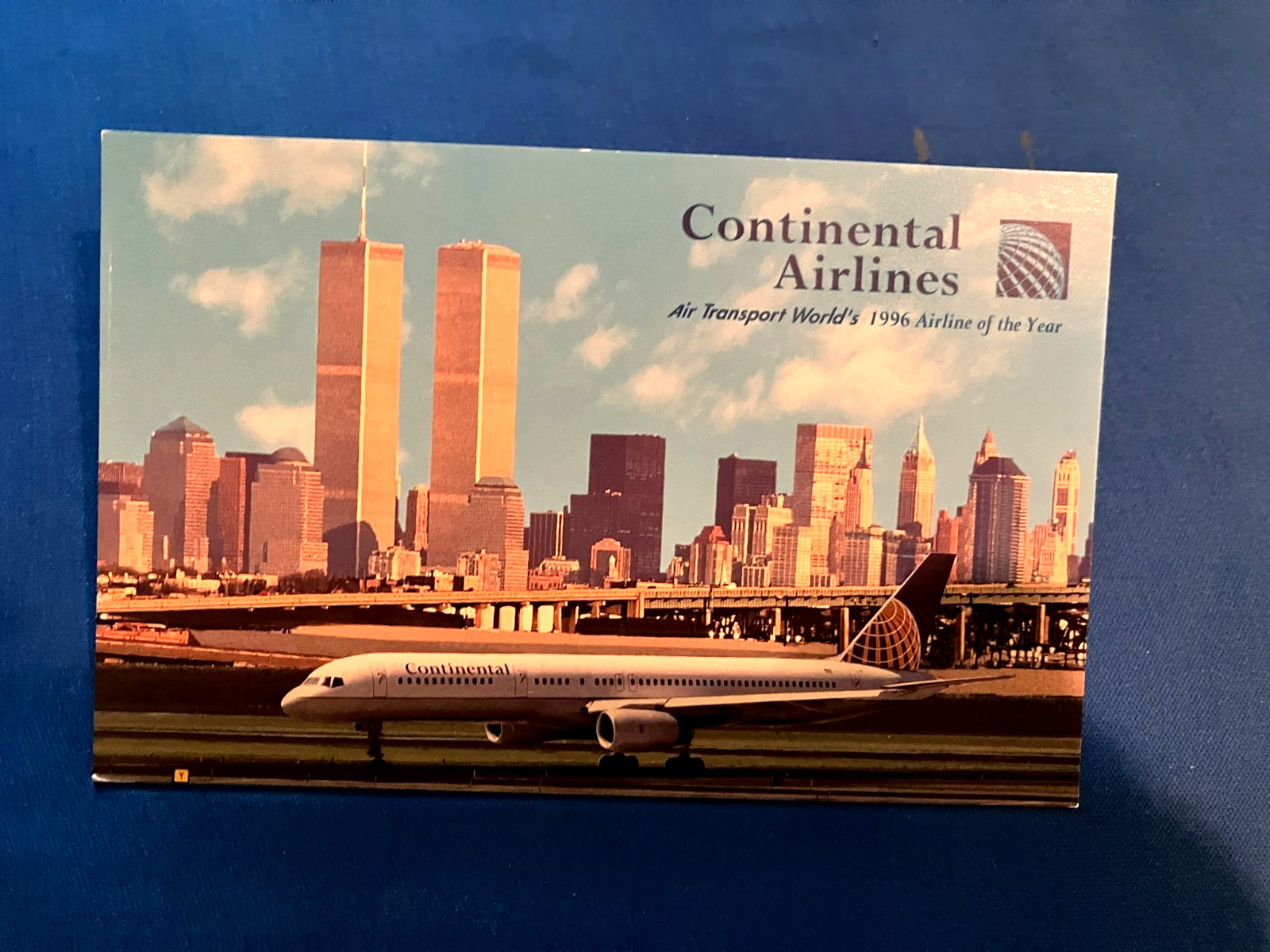 Continental Airlines B-757 Issued Postcard-World Trade Center-UK Office