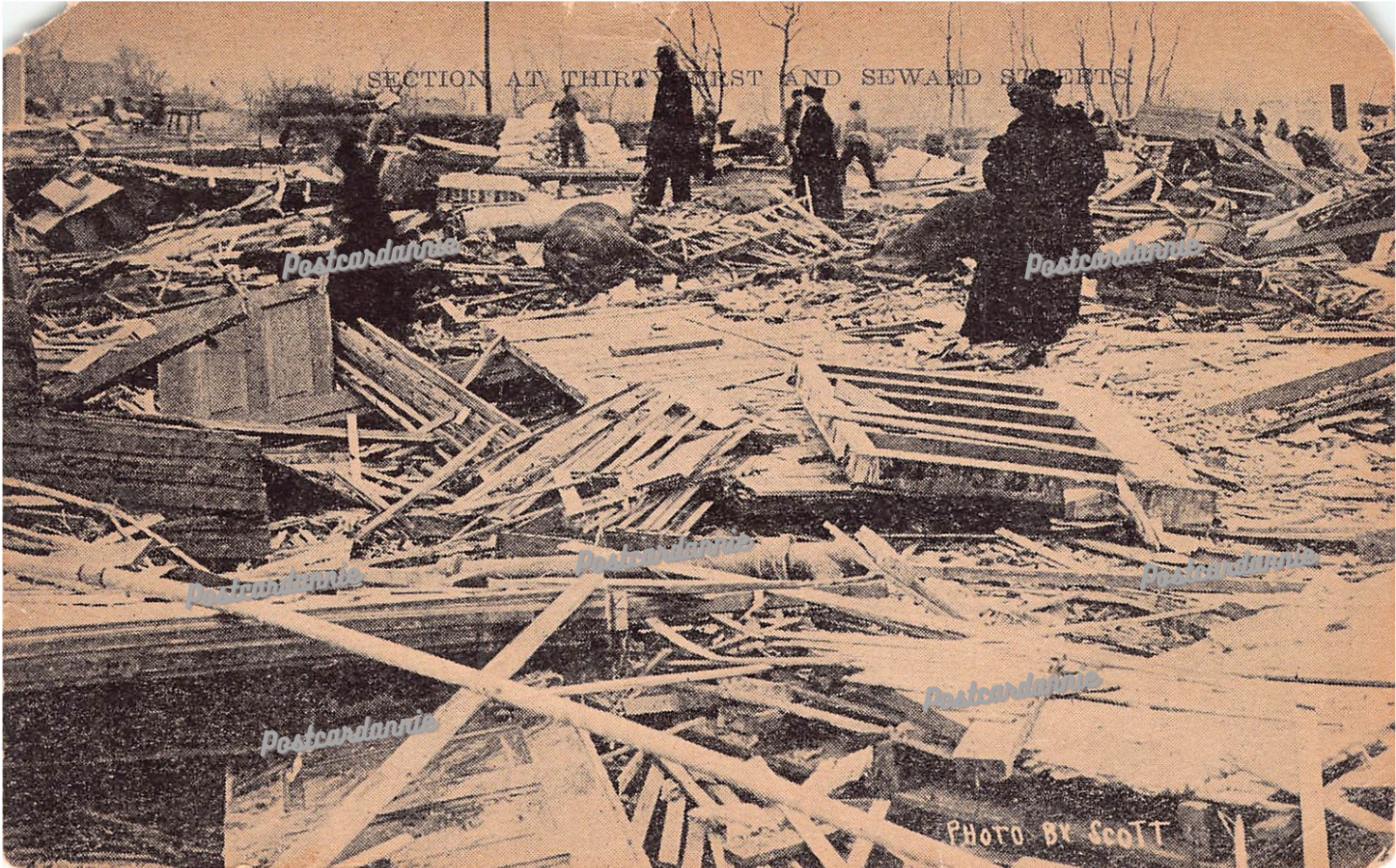 Omaha NE Nebraska Tornado Disaster Easter Sunday 1913 Seward St Vtg Postcard C33