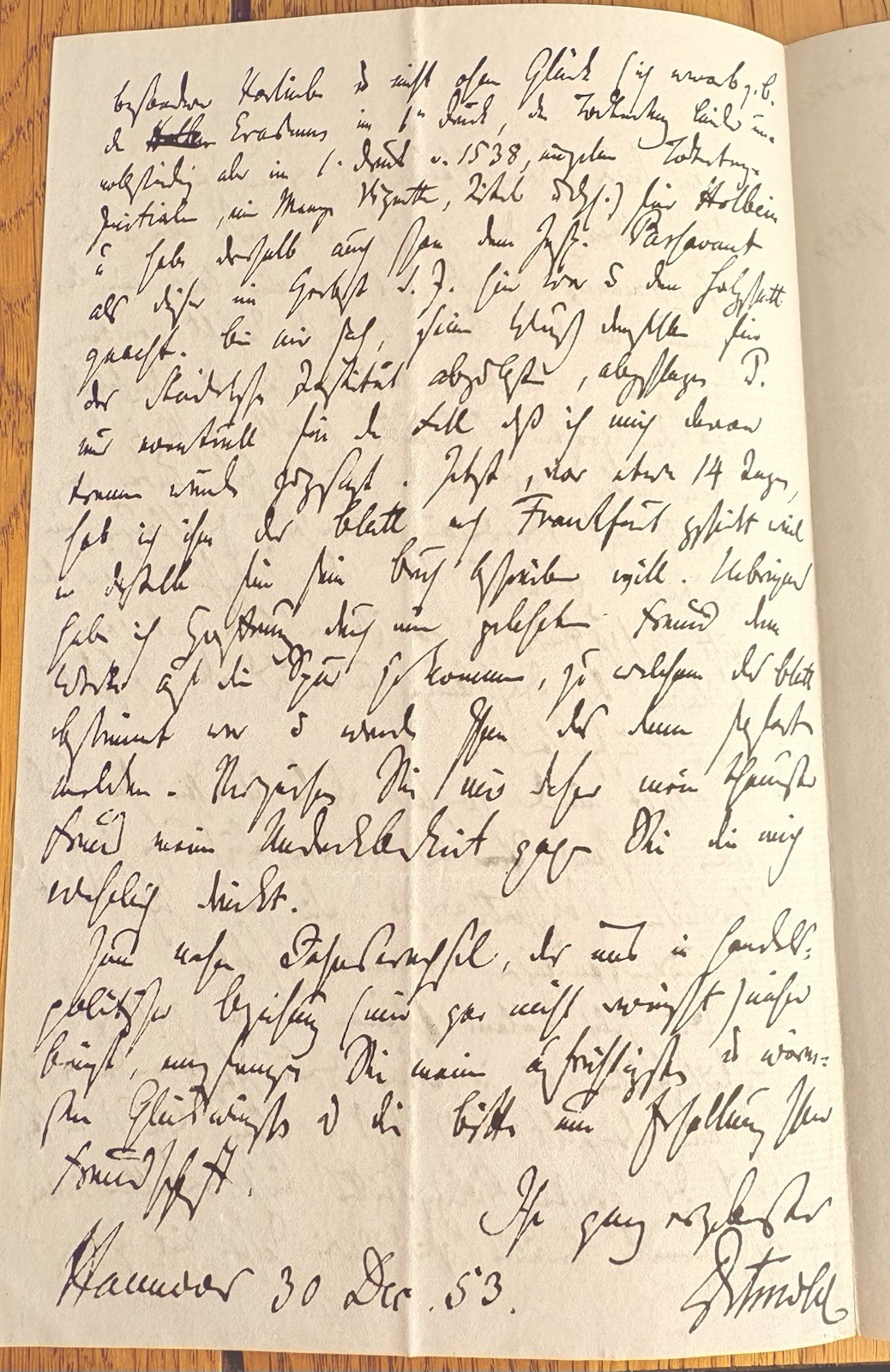 JOHANN HERMANN DETMOLD SIGNED LETTER TO RUDOLF WEIGEL HANOVER ,GERMANY 1853