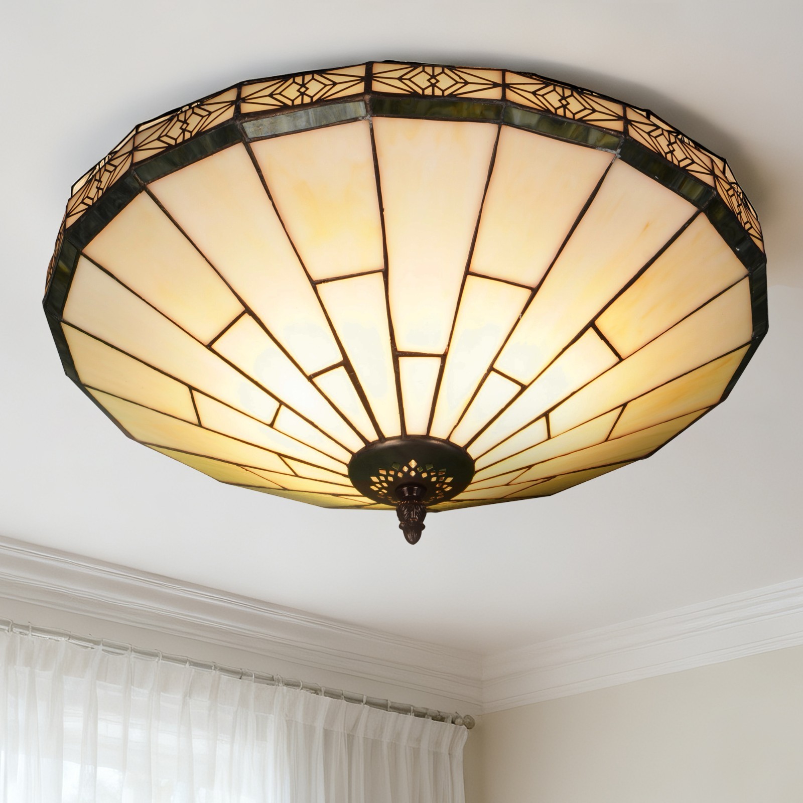 16'' Retro Glass Lamp, Three Light Illumination, Iron Polygon Semi Ceiling Light 16'' Retro Glass Lamp, Three Light Illumination, Iron Polygon Semi Ceiling Light