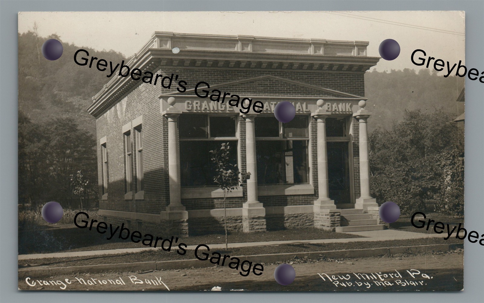 RPPC Grange National Bank NEW MILFORD PA Susquehanna County Real Photo Postcard