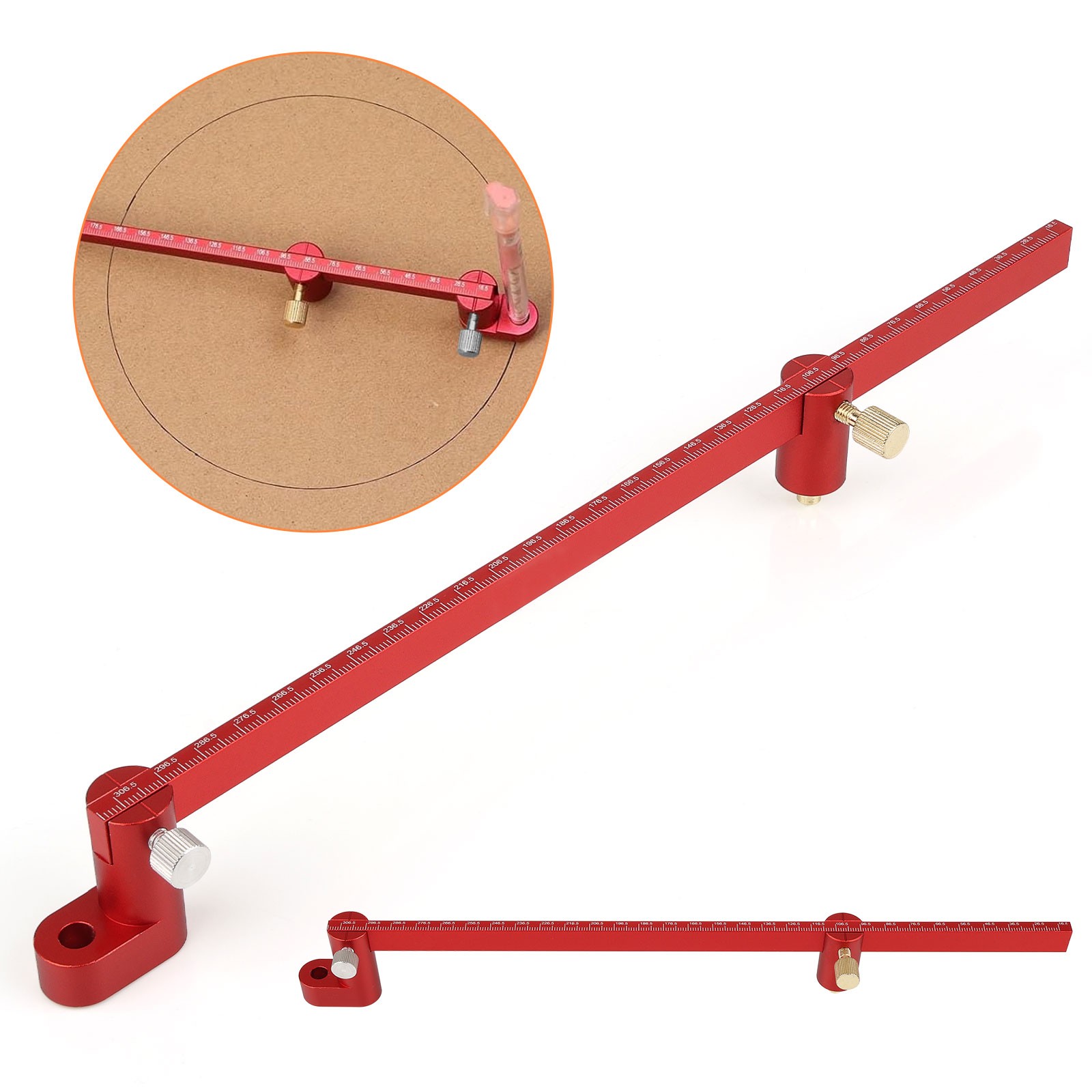 300mm Woodworking Compass Tool Circle Drawing Marking Gauge Scriber Ruler Red 300mm Woodworking Compass Tool Circle Drawing Marking Gauge Scriber Ruler Red