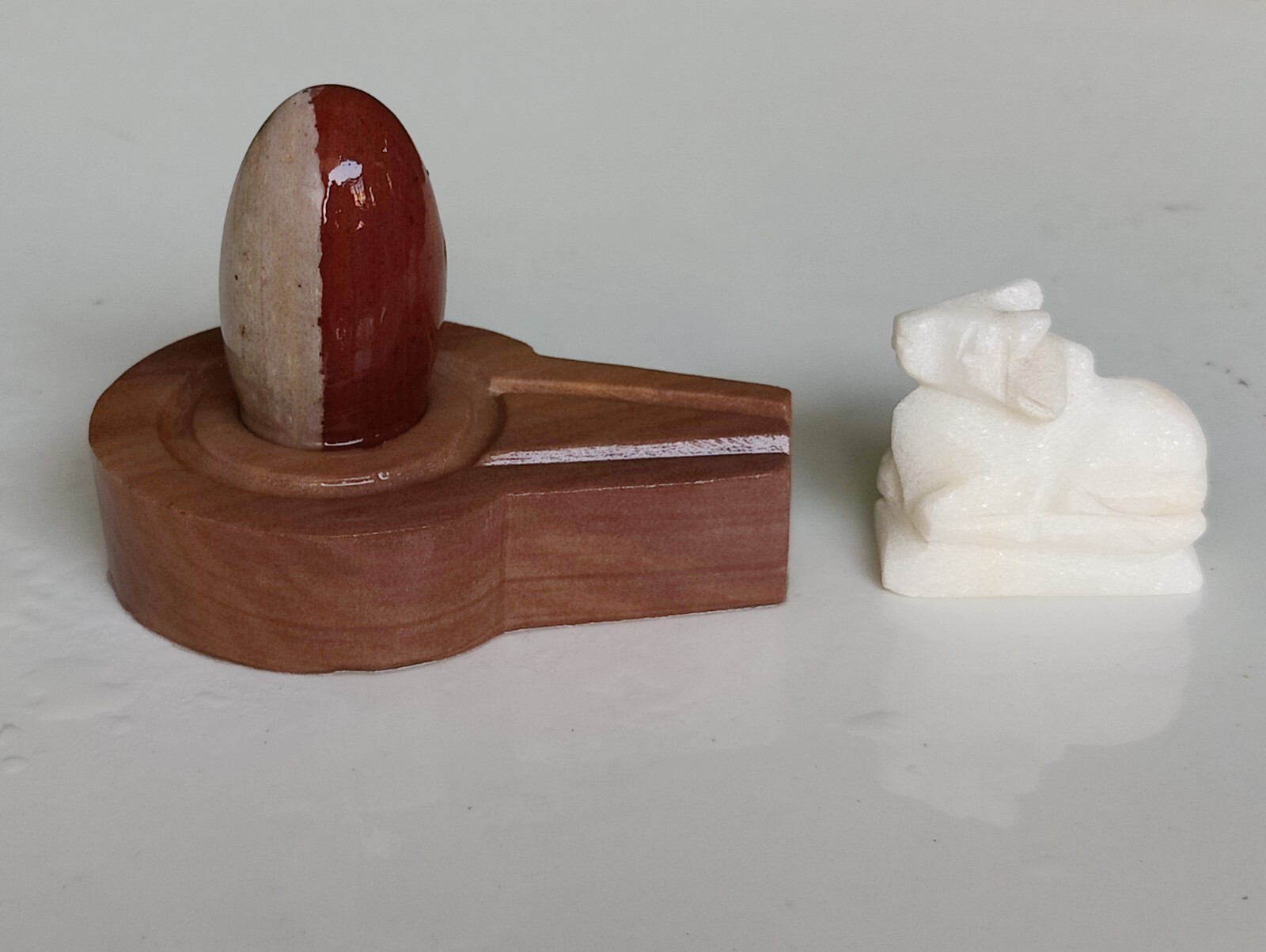 Ardhanarishwara Shiva Lingam With White Marble Nandi Bull And Yoni Base