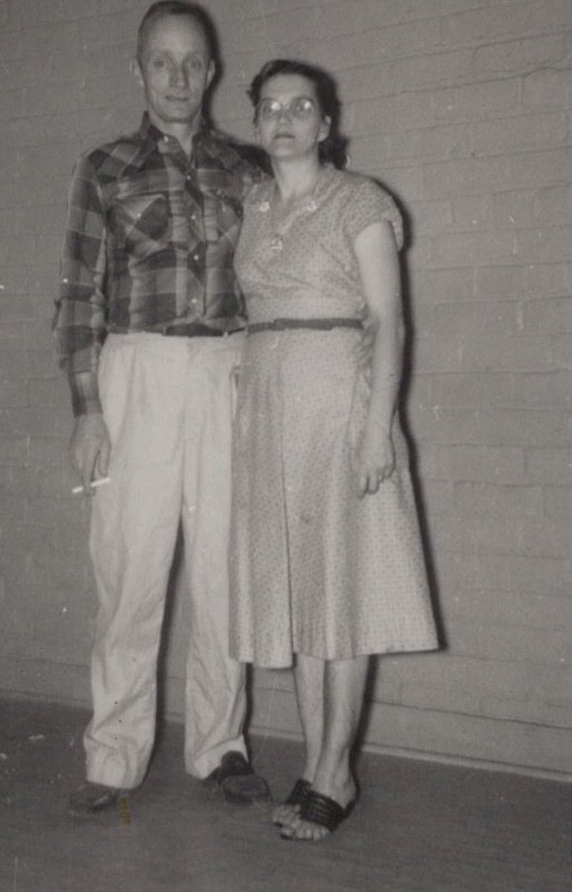 TAPE DAMAGE 1958 Robert Esther Culver Couple Man Woman Portrait Cigarette