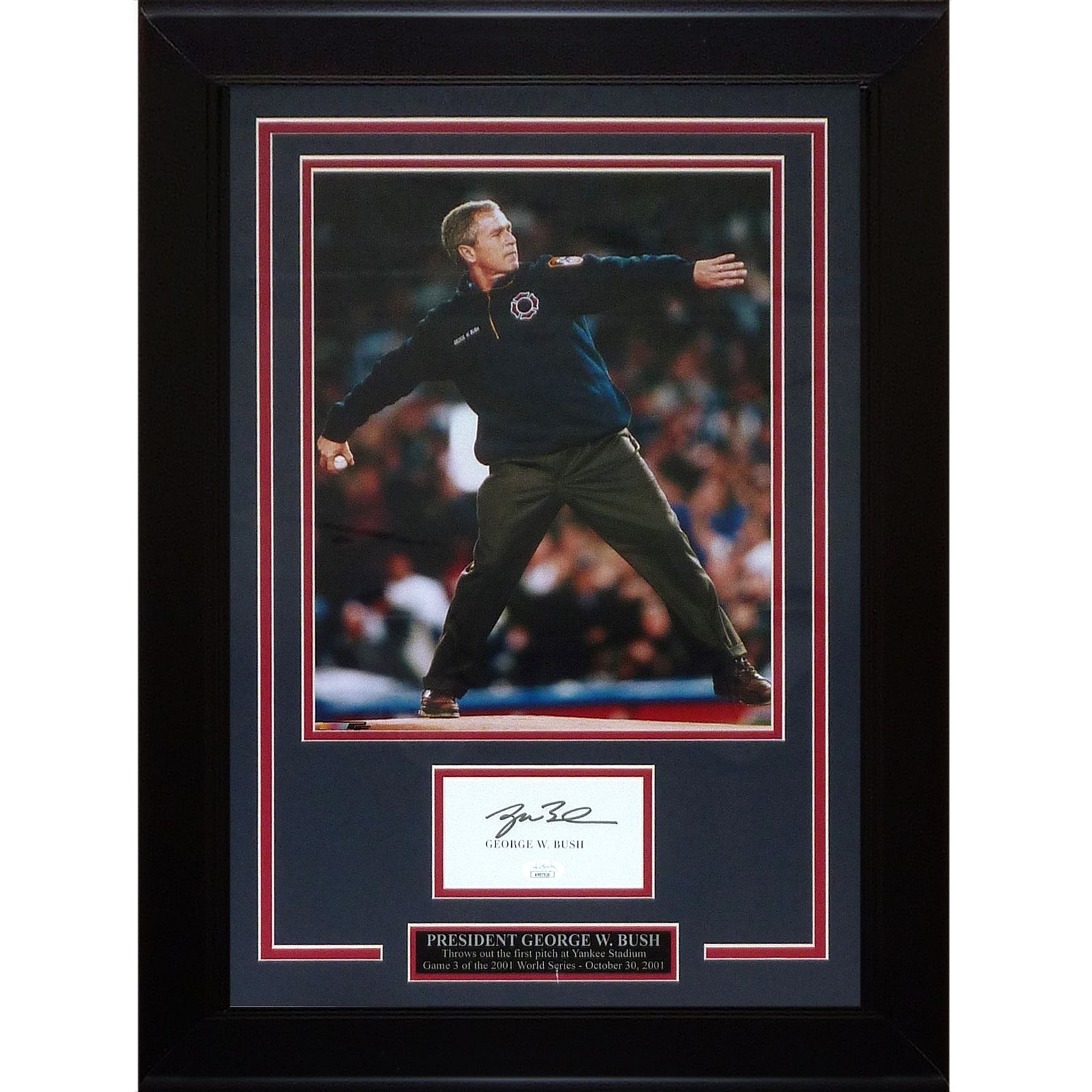 President George W. Bush Throwing out First Pitch Deluxe Framed 11x14 Photo with President George W. Bush Throwing out First Pitch Deluxe Framed 11x14 Photo with
