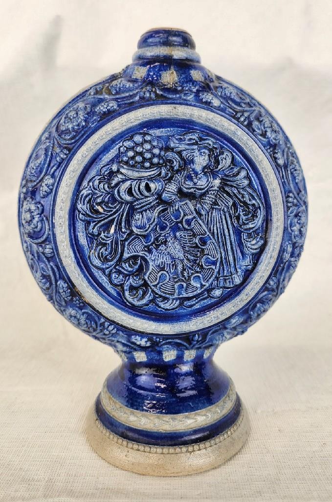 Antique Reinhold Hanke Westerwarld Round Stoneware Jug/Decanter #28(Missing Top)